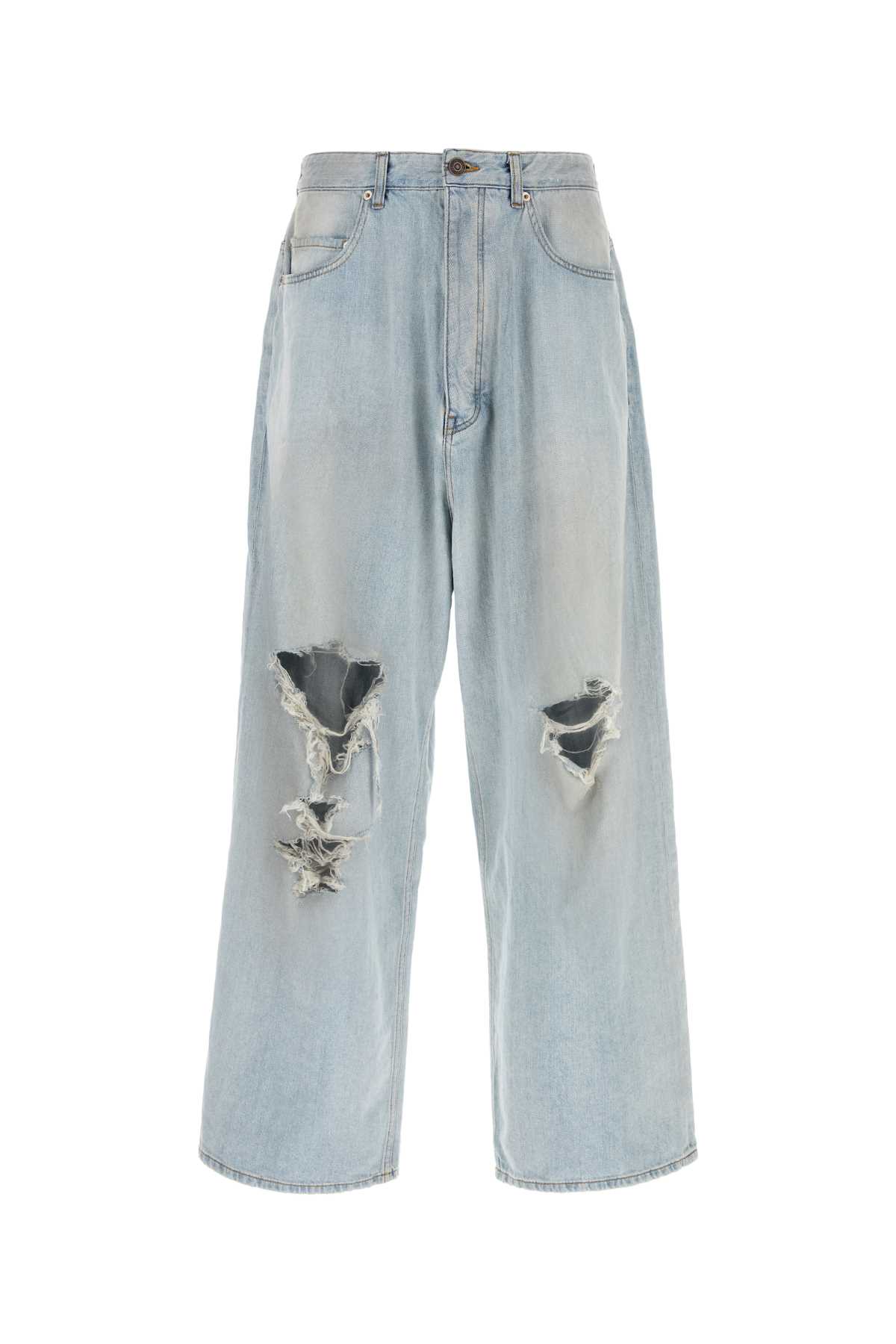 Balenciaga Relaxed Fit Wide Leg Trousers In Blue