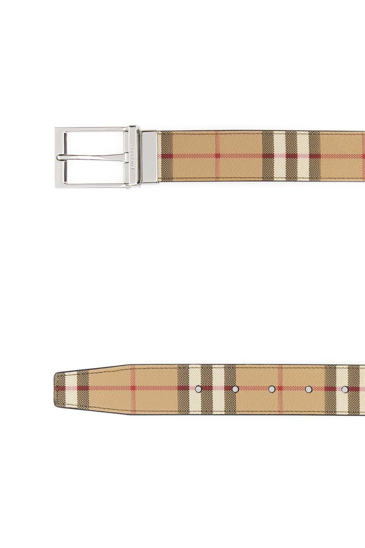 Shop Burberry Printed E-canvas Belt In Archivebeigesilver