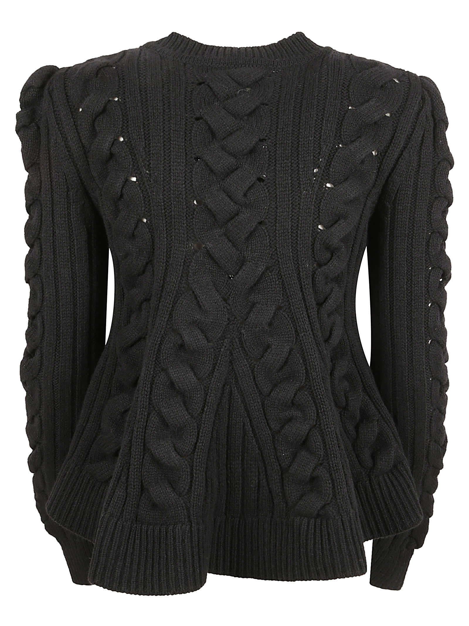 Alexander Mcqueen Cable-knit Wool Sweater In Black