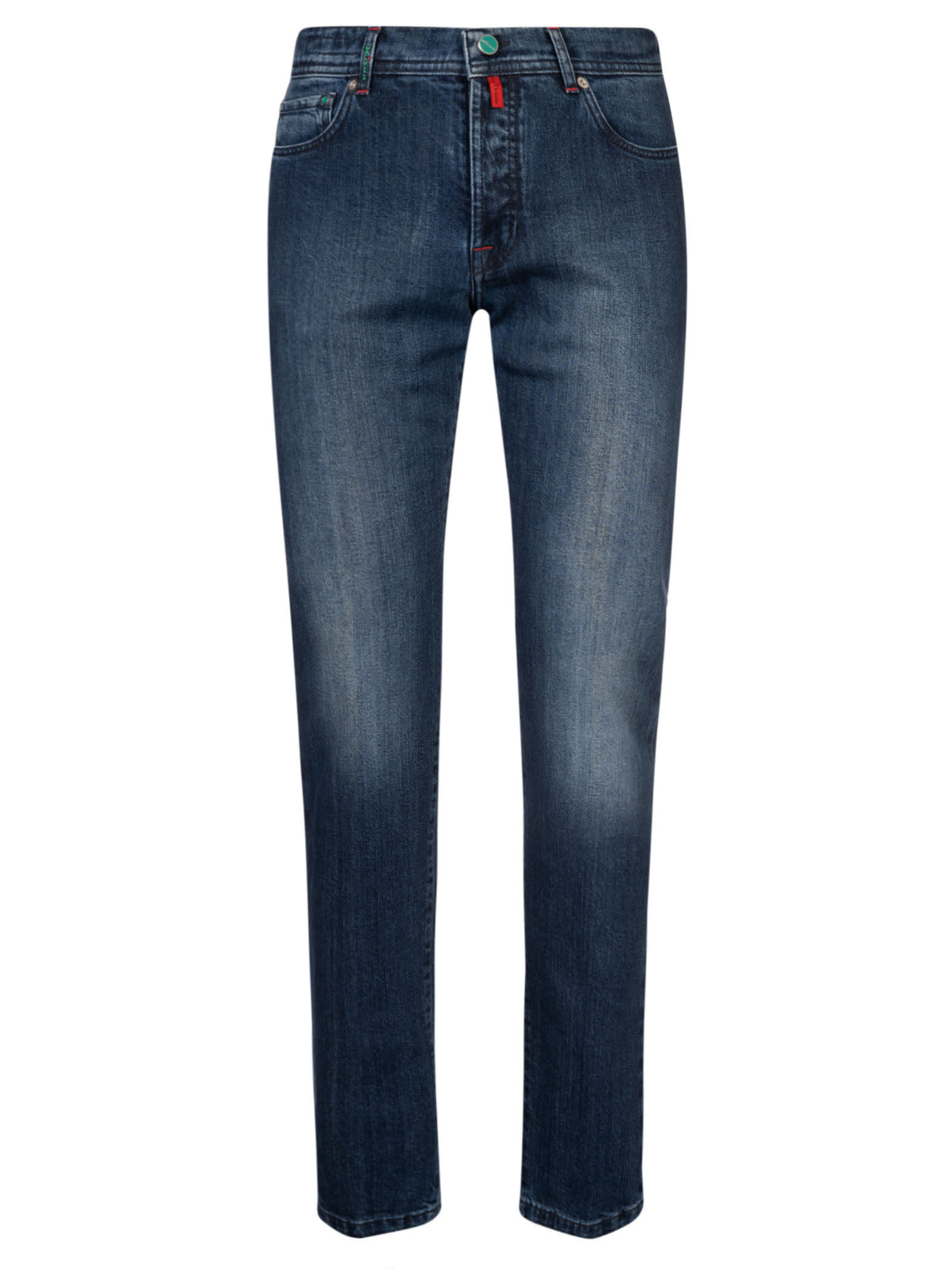 Kiton Fitted Buttoned Jeans In Lav Scuro