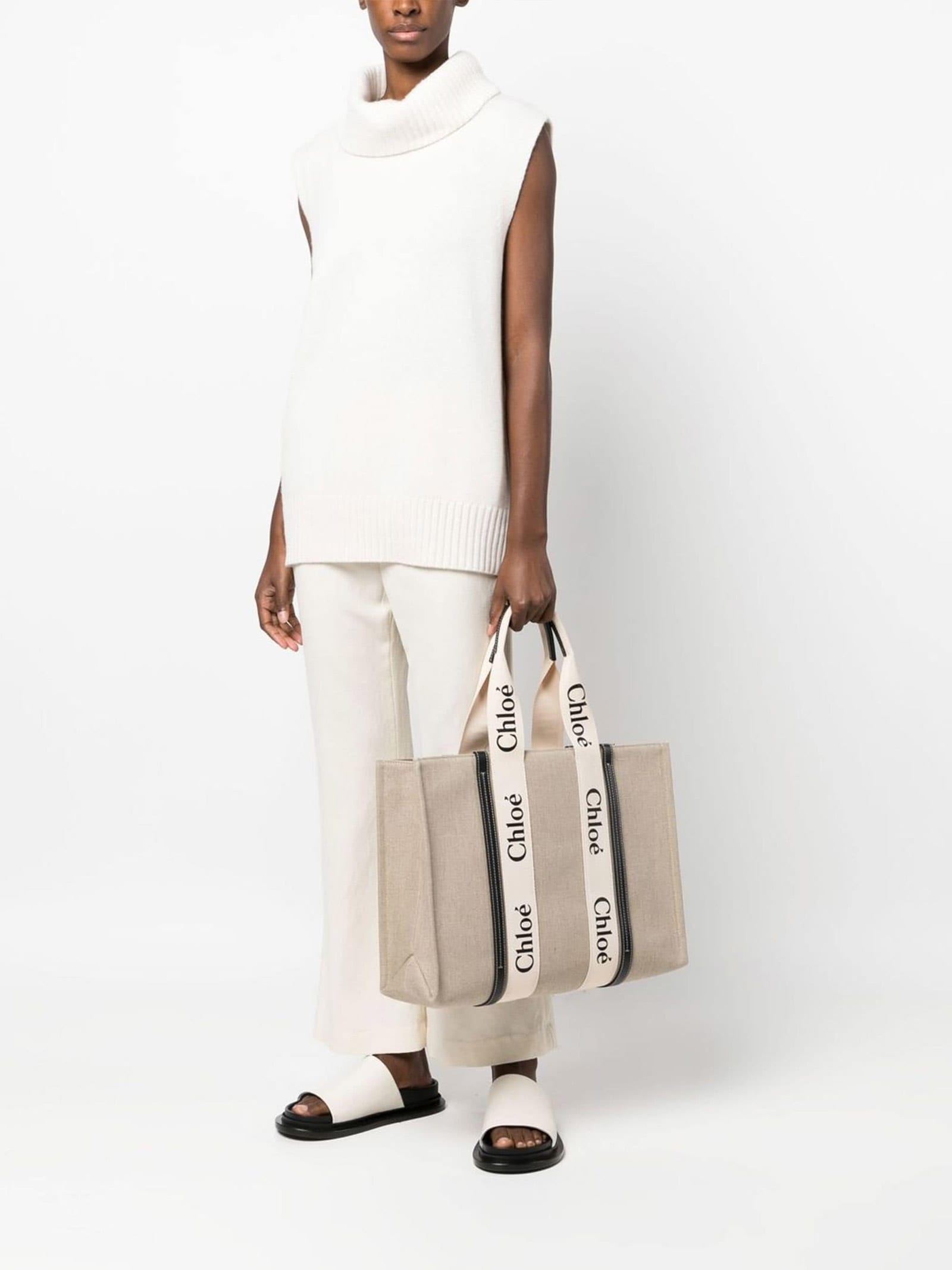 Shop Chloé Tote In White Blue