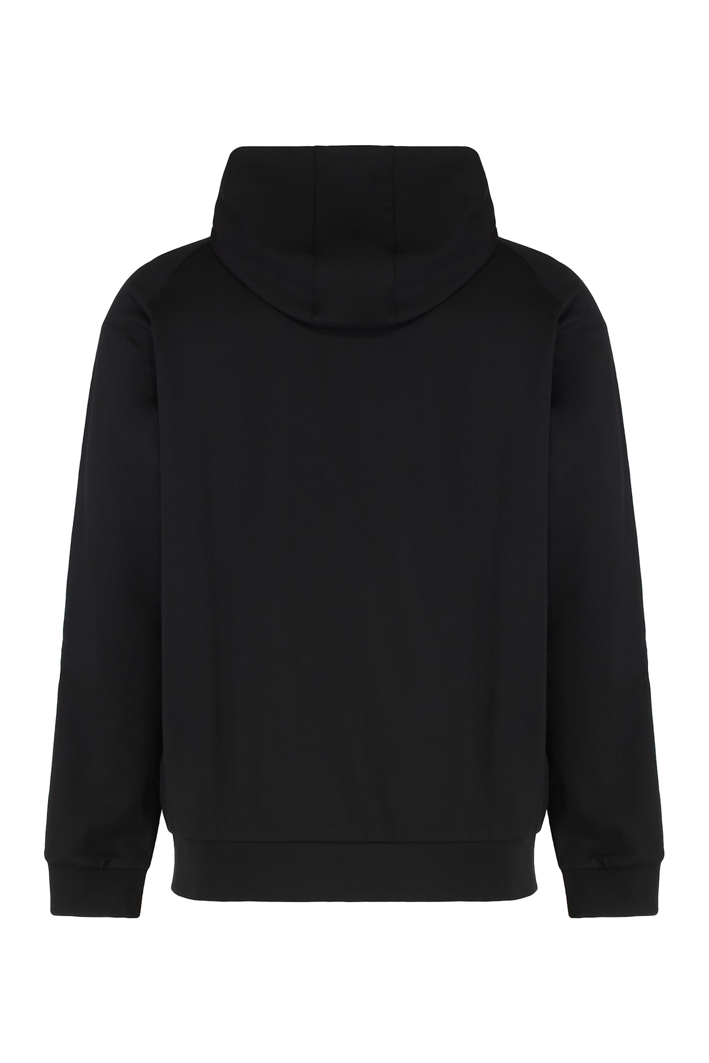 Ea7 Emporio Armani Hooded Sweatshirt With Zip In Cotton In Black