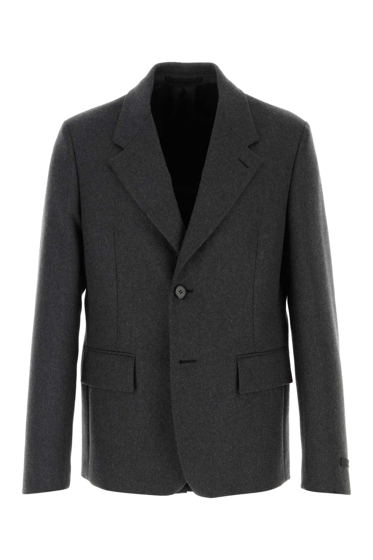 Shop Prada Grey Flannel Blazer In Ardesia