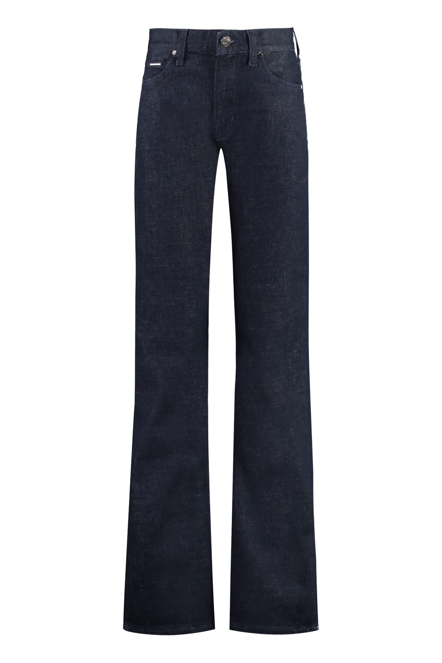 Shop Calvin Klein 5-pocket Bootcut Trousers In Blue