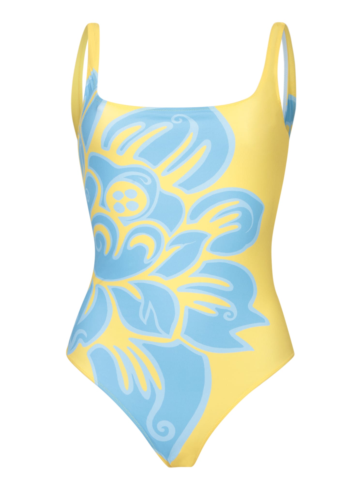 Light Blue-yellow Printed Swimsuit