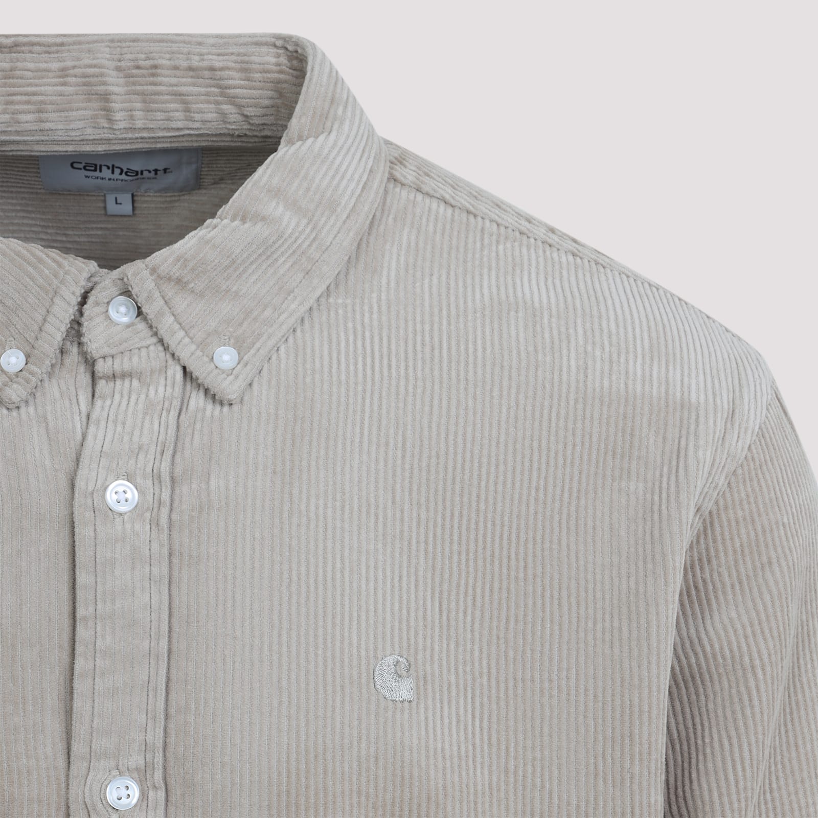 Carhartt Madison Corduroy Long-sleeved Shirt In Gray