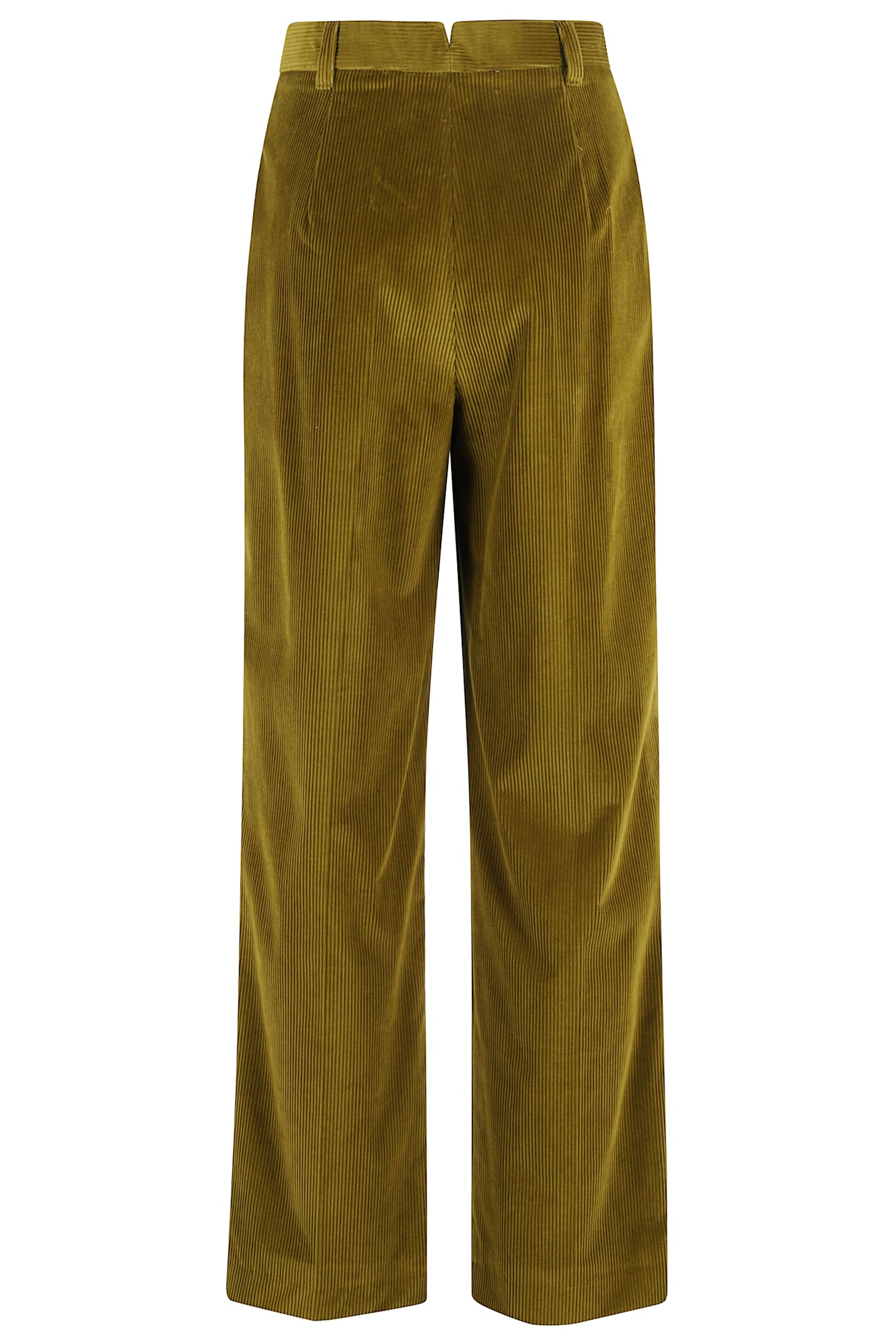 Weekend Max Mara Pleated Corduroy Trousers In Green