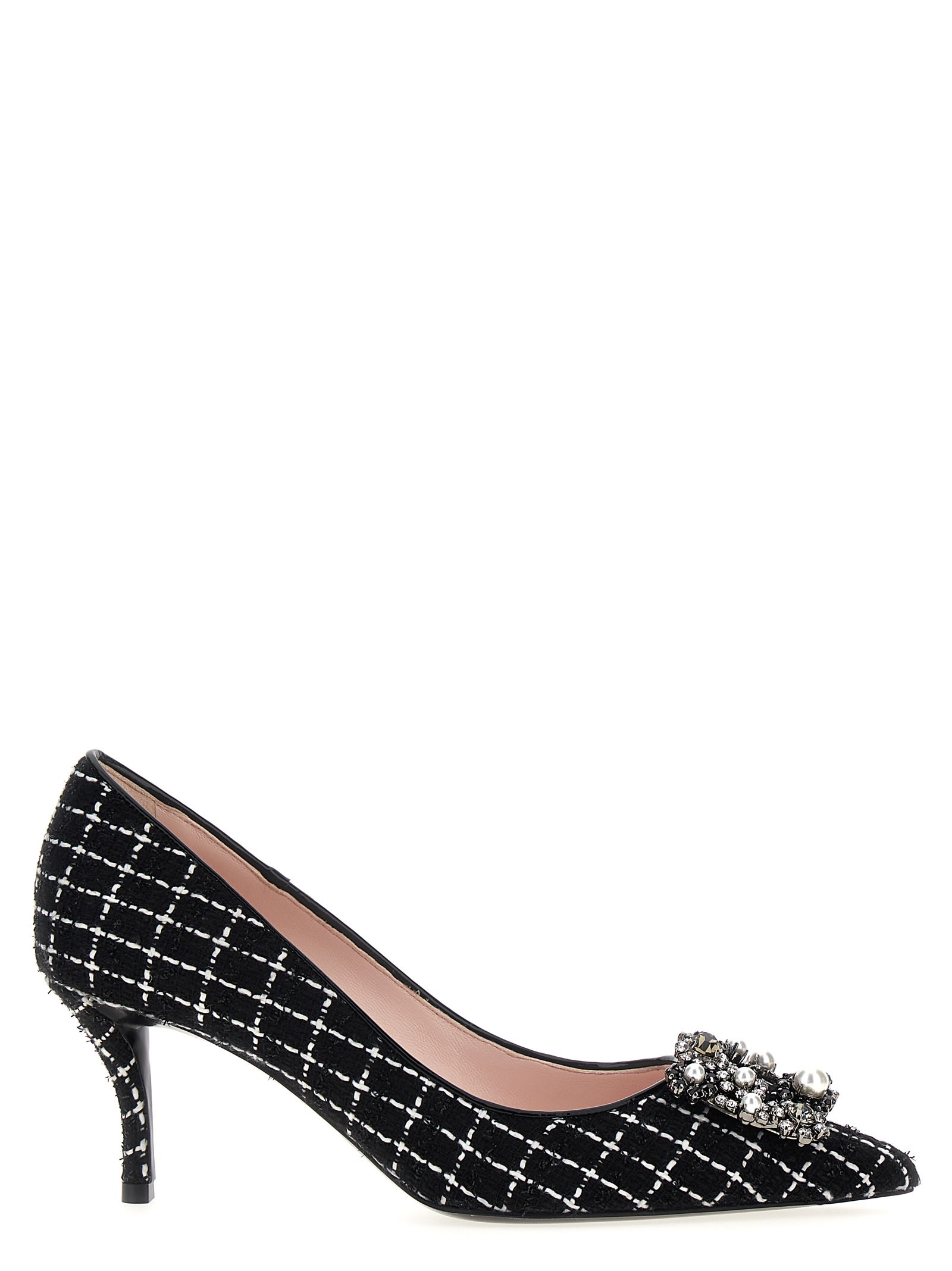 Shop Roger Vivier Flower Strass Pearl Pumps In White/black