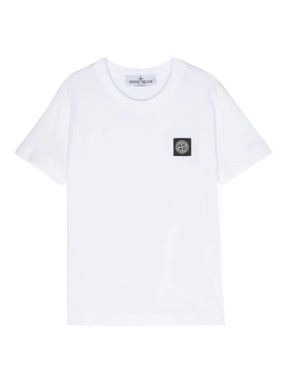 Stone Island Junior Kids' White T-shirt With Logo Patch