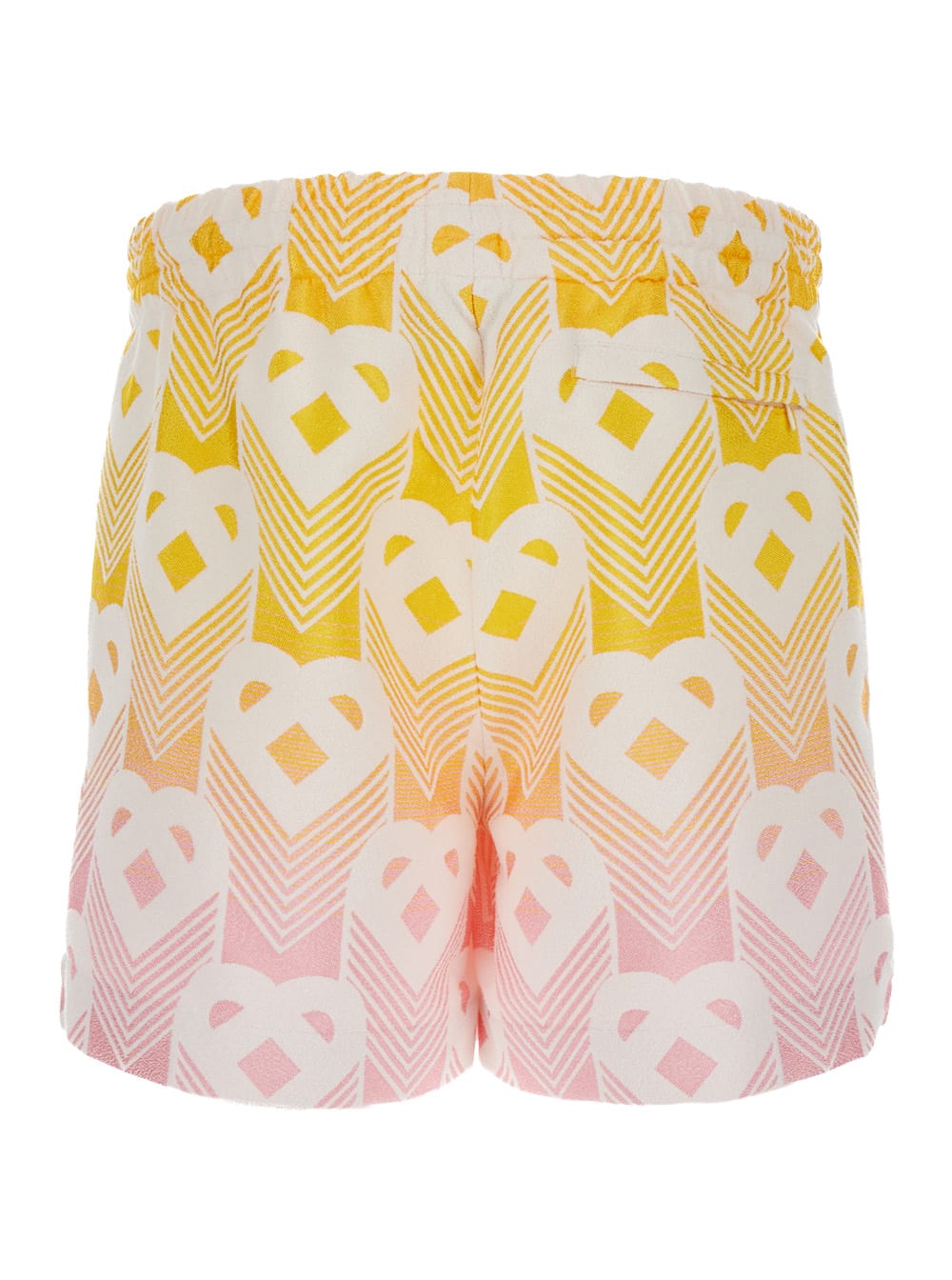 Shop Casablanca Orange And Pink Bermuda Shorts With Logo All Over In Techno Fabric Man In Multicolor