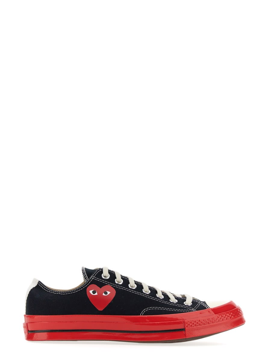 Shop Comme Des Garçons Play Heart Print Sneaker In Black