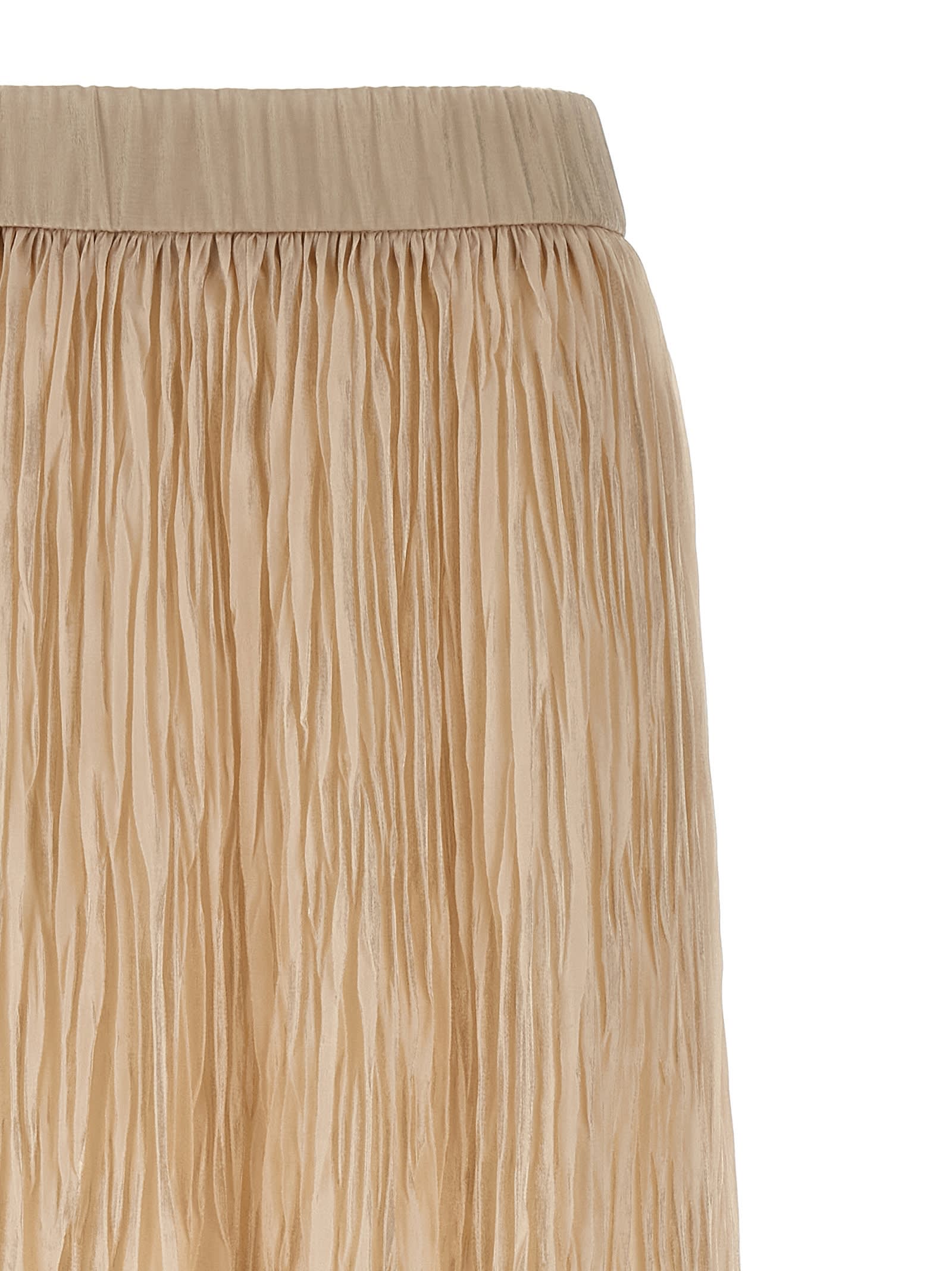 Peserico Textured Pleated Skirt Elastic Waistband In Sand
