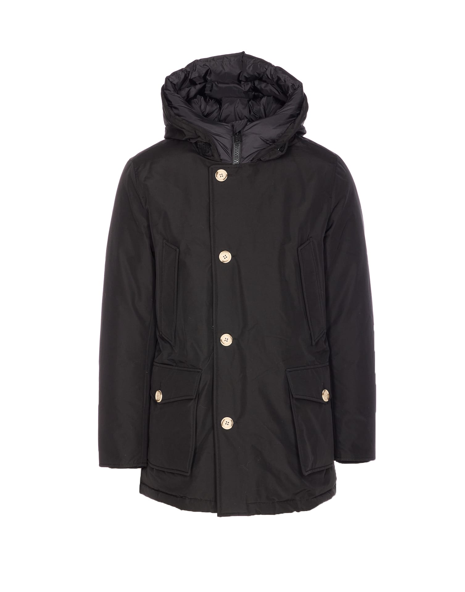 Woolrich Arctic Flap-pocket Coat In Black