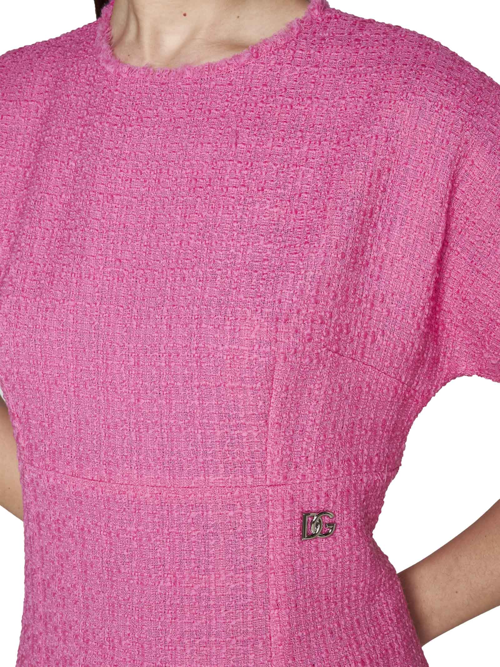 Dolce & Gabbana Tweed Midi Dress In Rosa2