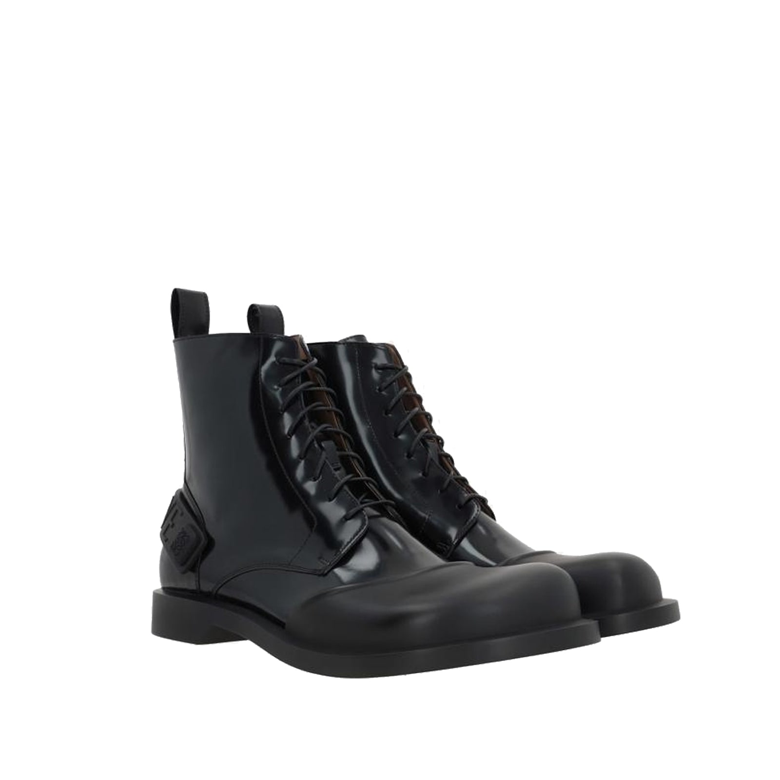 Loewe Campo Lace-up Leather Boots In Black