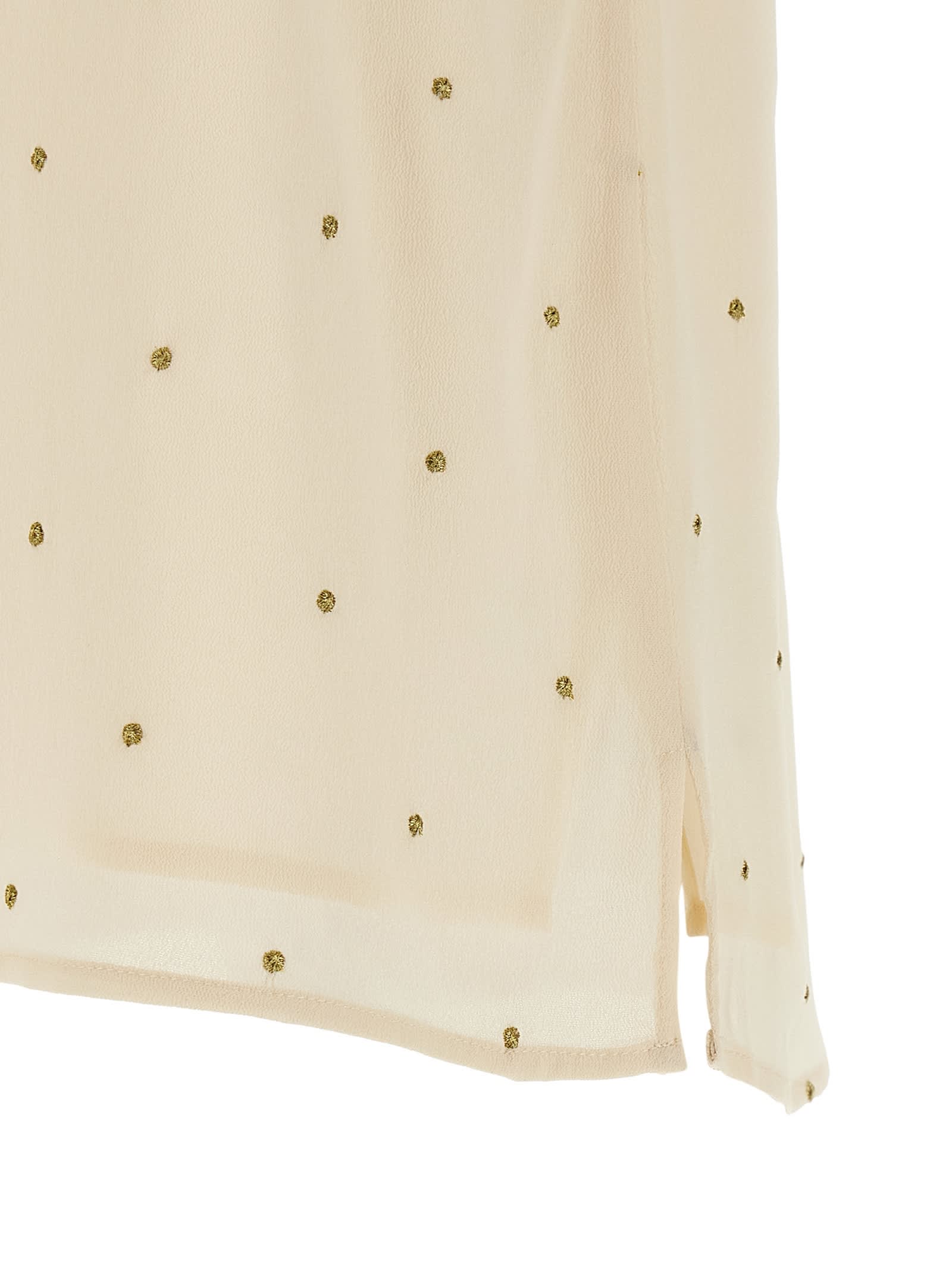 Twinset Lurex Embroidery Tank Top In Neutral