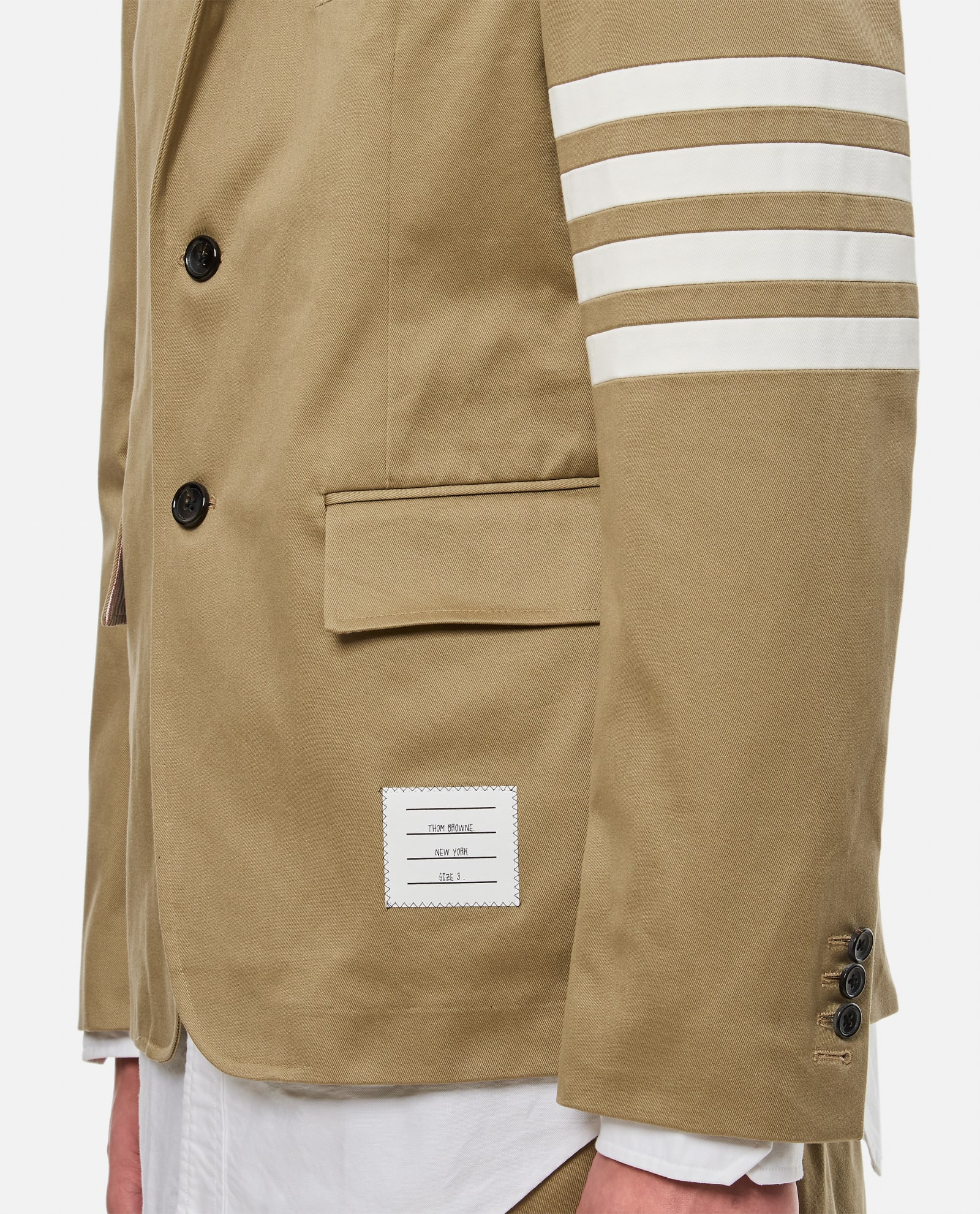 Thom Browne Classic Sport Jacket W/ 4 Bar In Cotton Twill In Beige