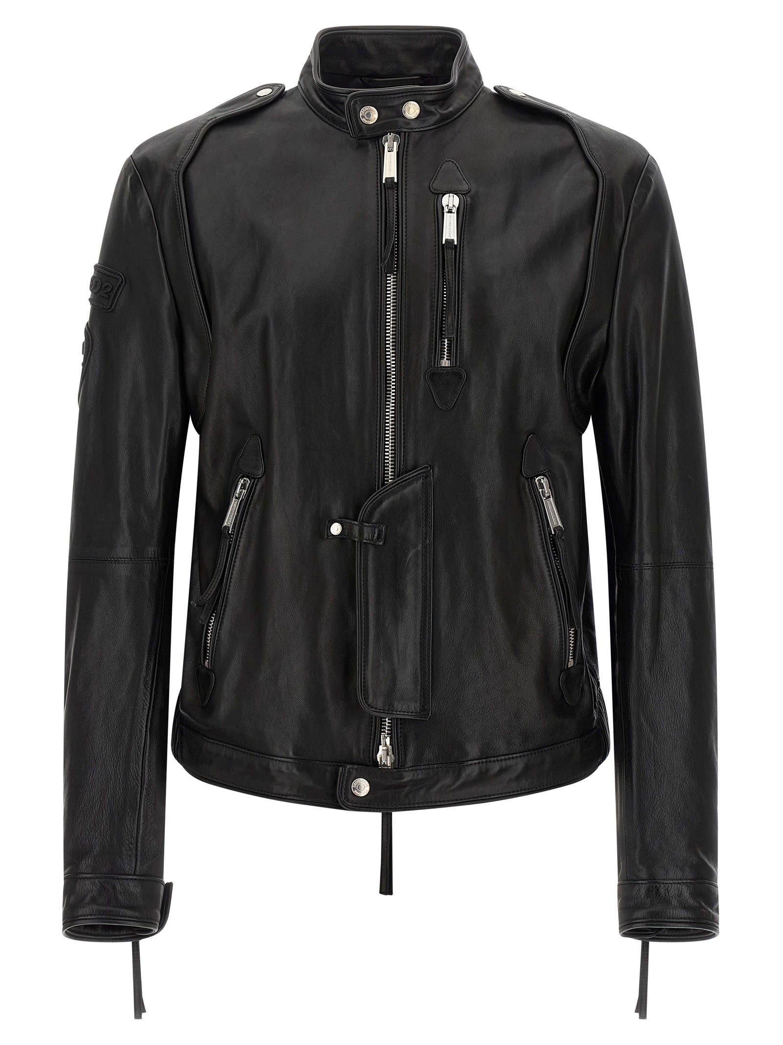 Dsquared2 X Ducati Capsule Leather Jacket Puffer Jackets Black In Black