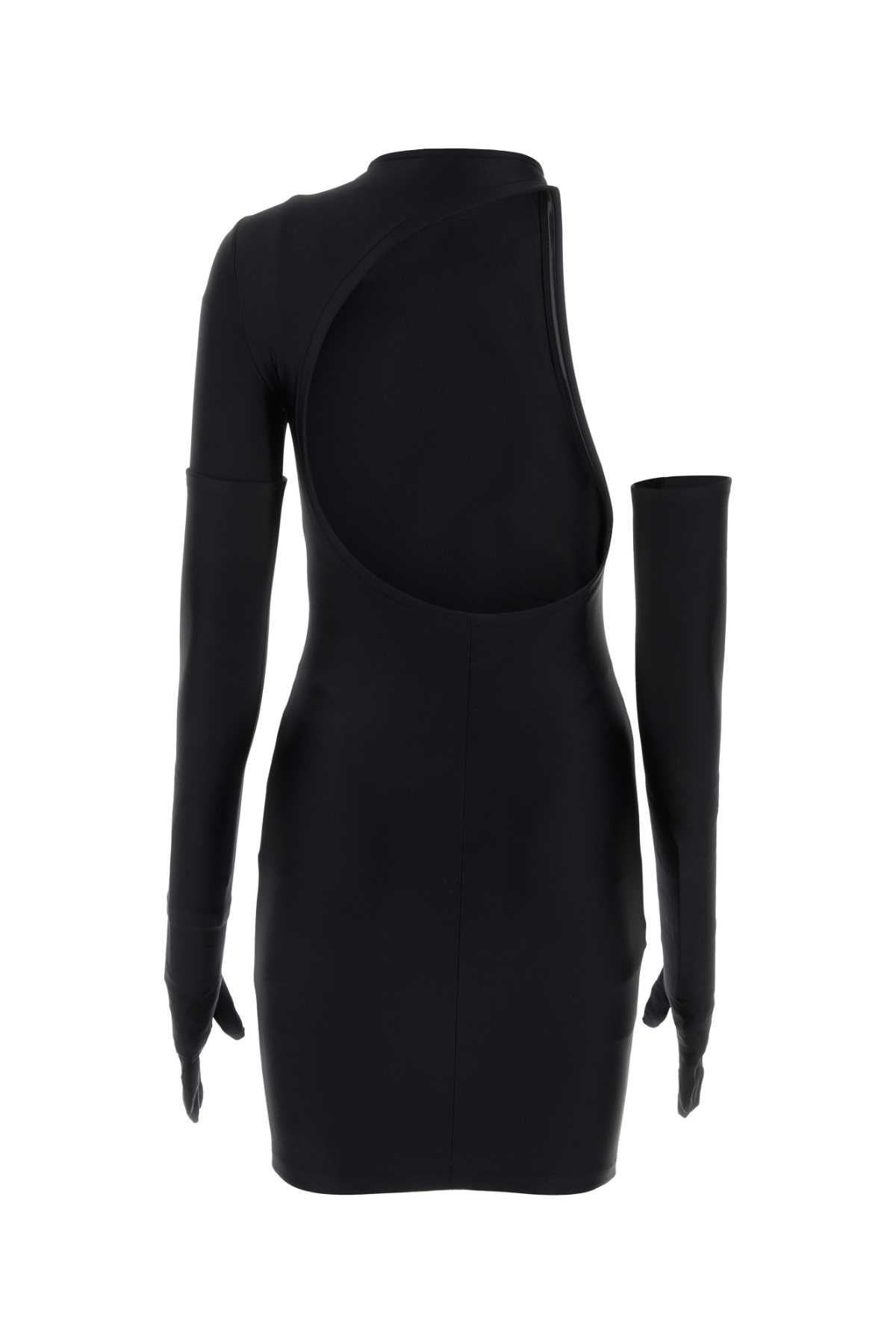 Balenciaga Black Stretch Nylon Mini Dress In 1000