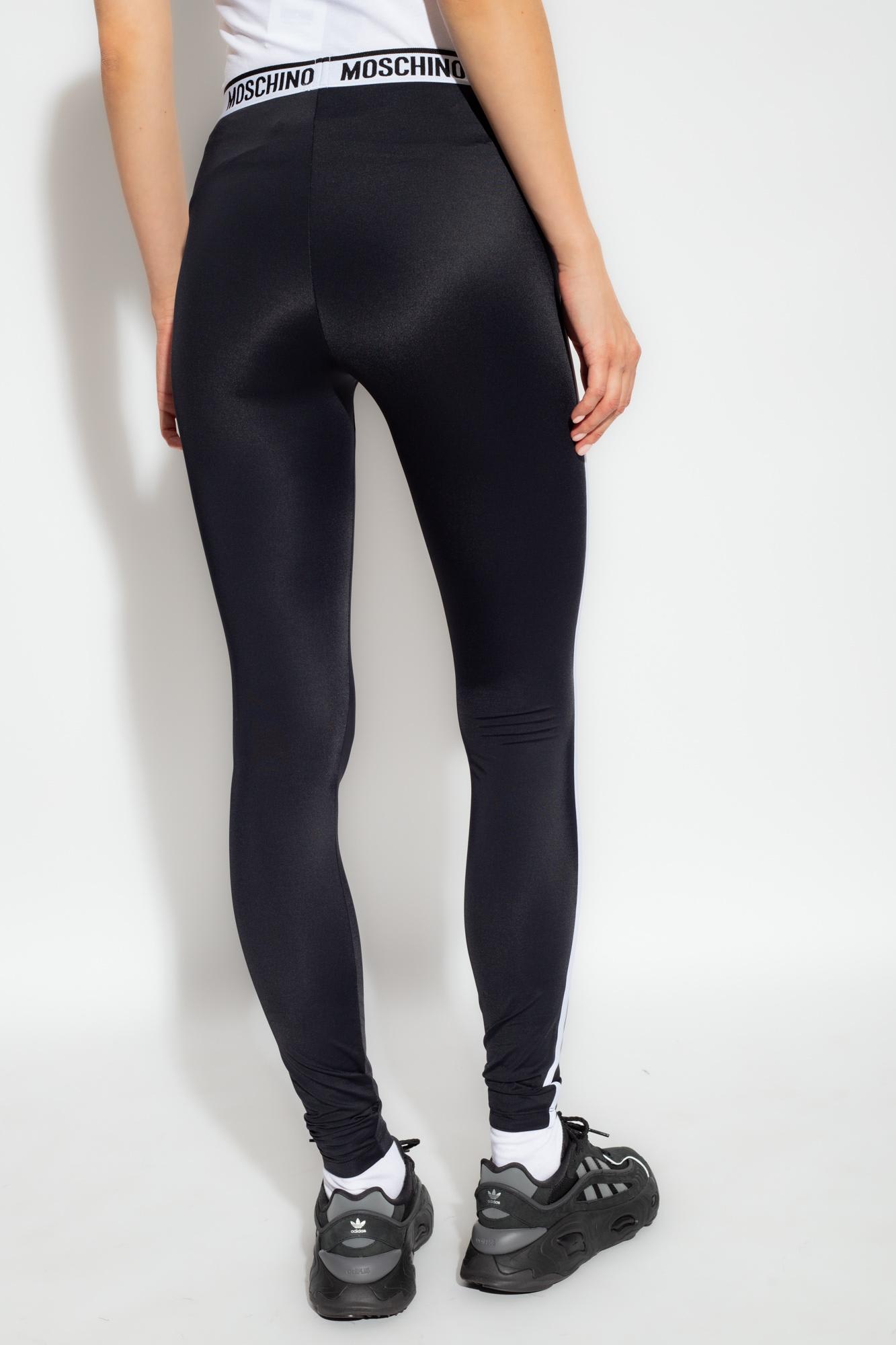 Shop Moschino Leggings With Logo In Black