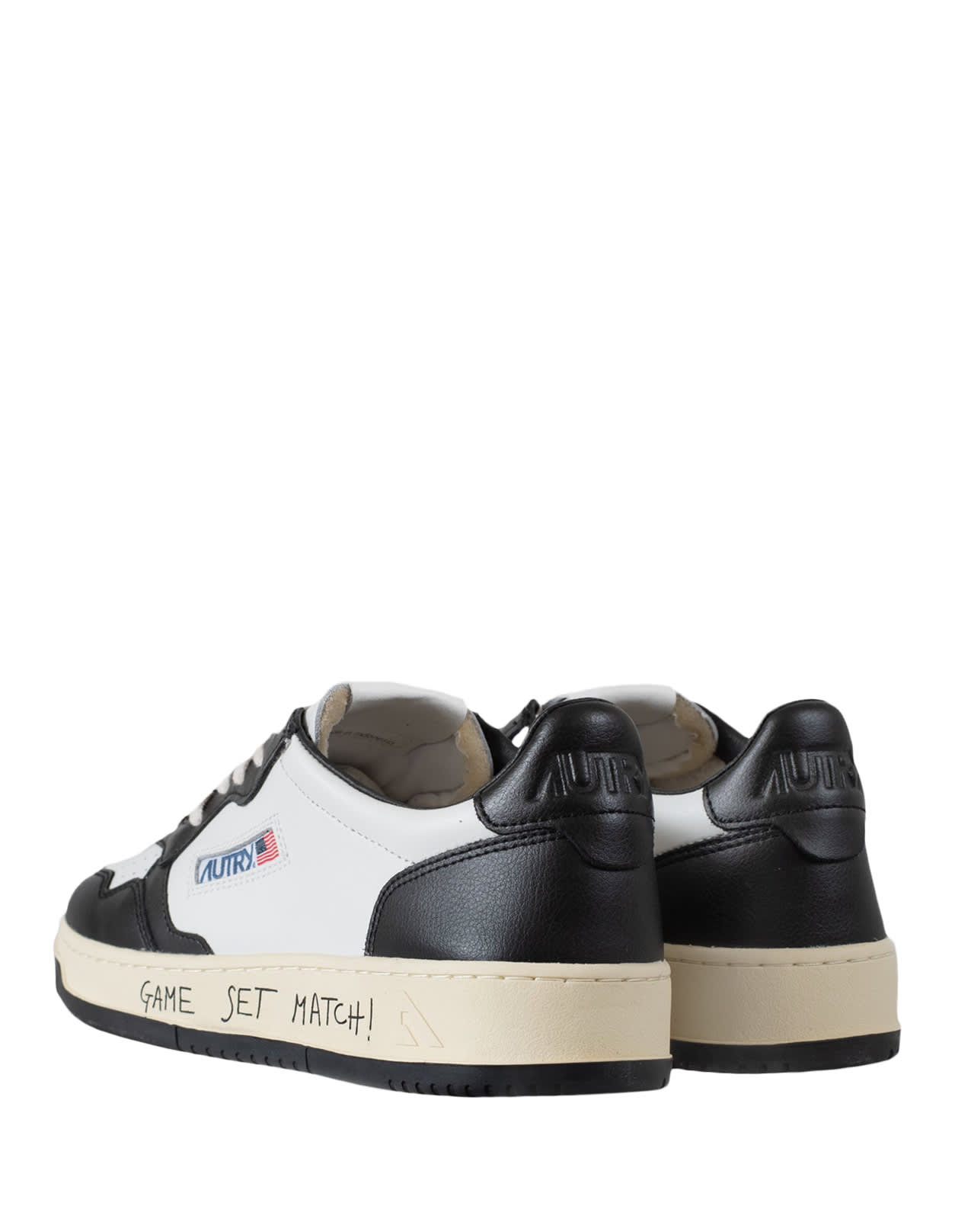 Shop Autry Black And White Leather Medalist Low Sneakers