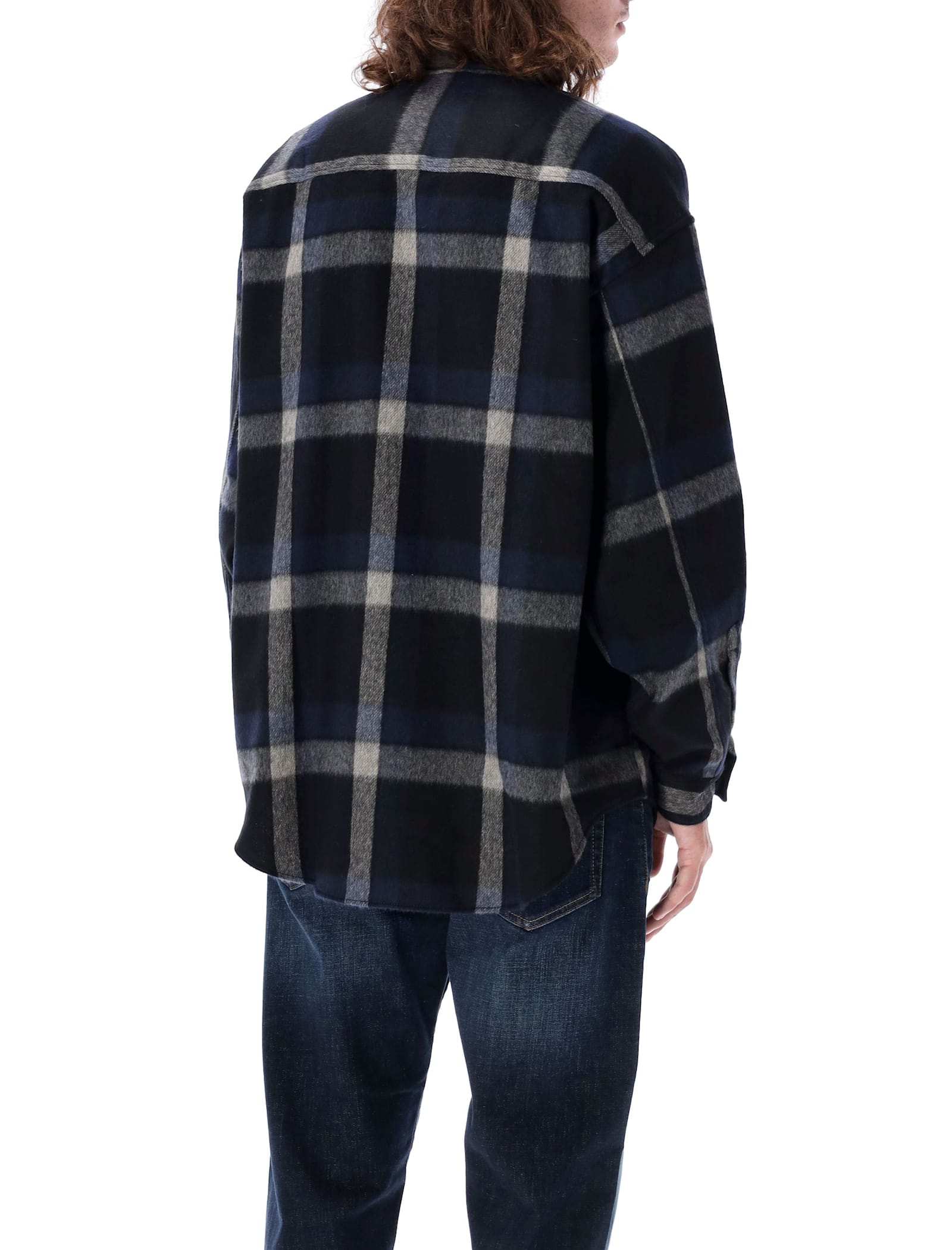 Shop Emporio Armani Plaid Wool Shirt In F929