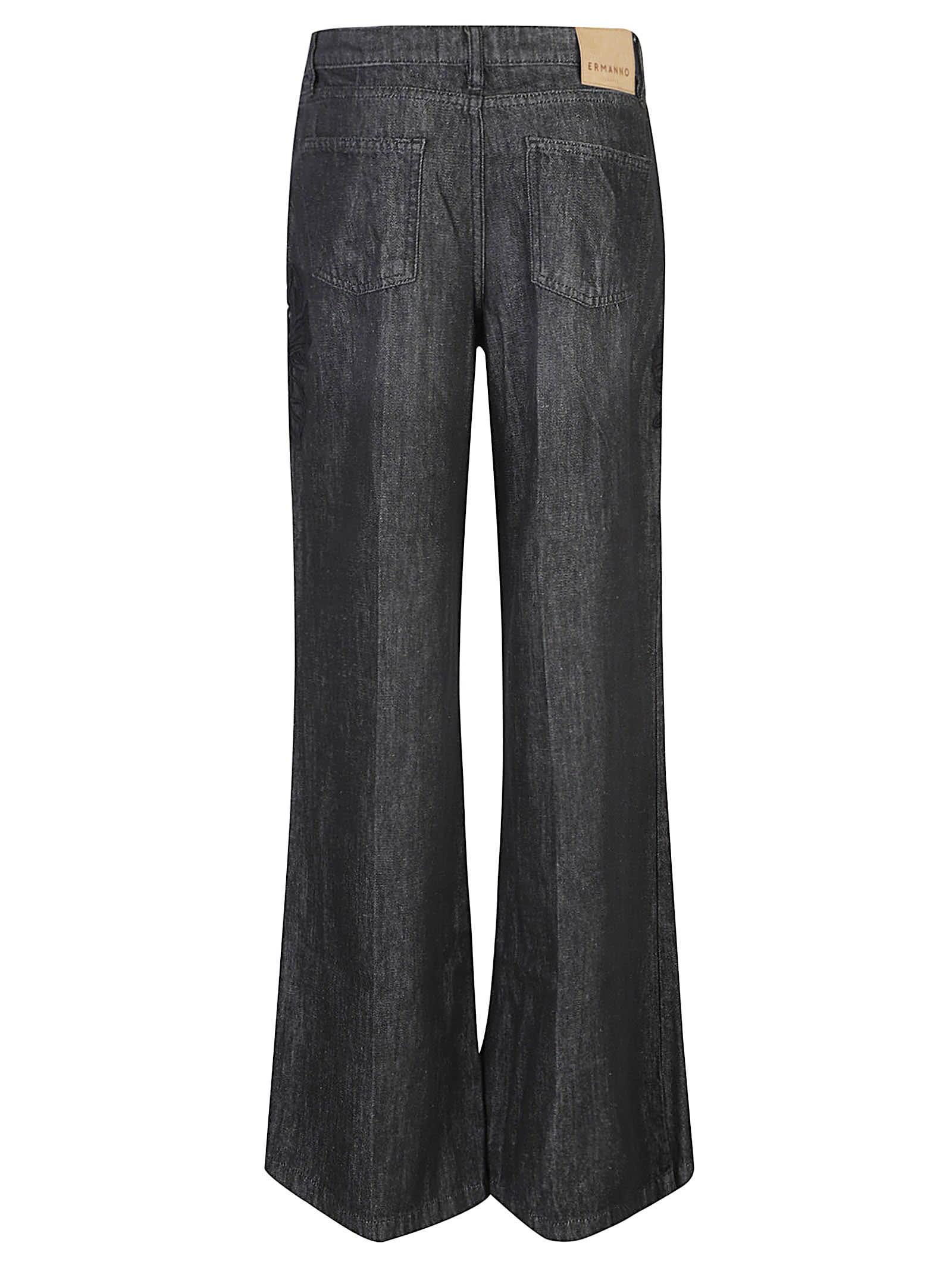Ermanno Firenze Denim Trousers With Belt Loops In Black