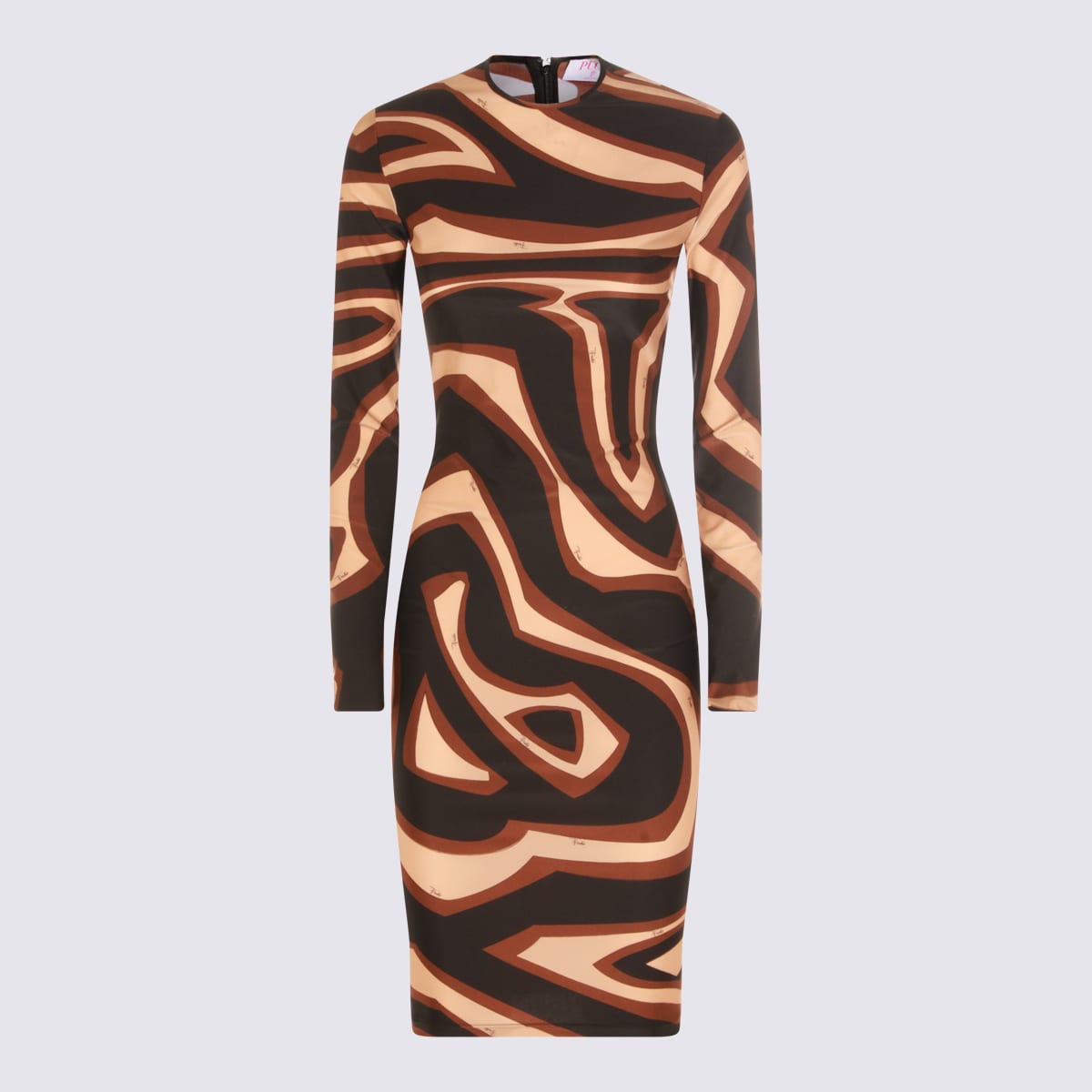 Pucci Black And Gold Viscose Dress In Brown