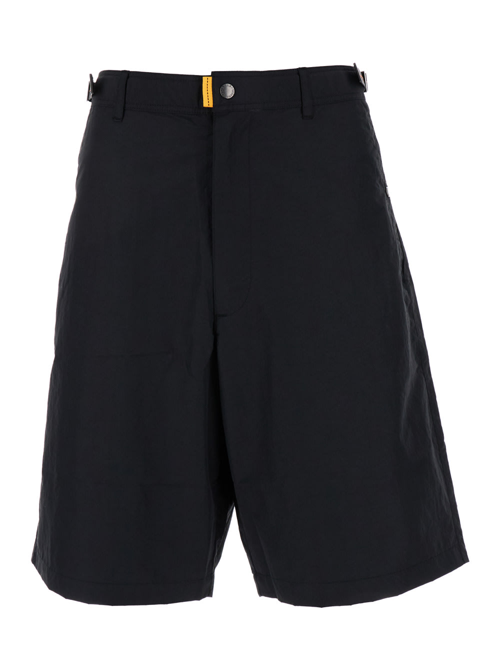 Black Bermuda Shorts With Buckles At Sides In Cotton Blend Man