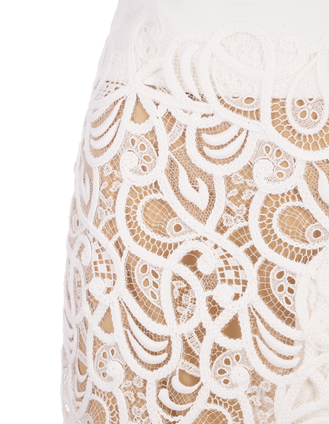 Shop Ermanno Scervino White Embroidered Midi Skirt With Slit