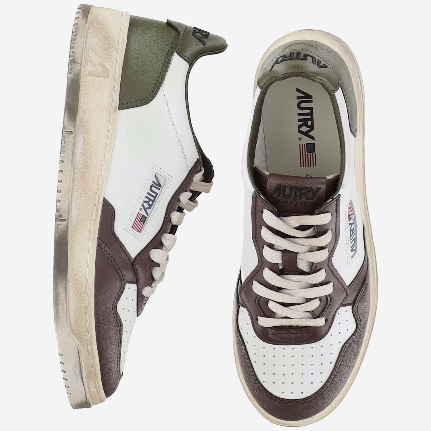 Shop Autry Medalist Low Super Vintage Leather Sneakers In Brown