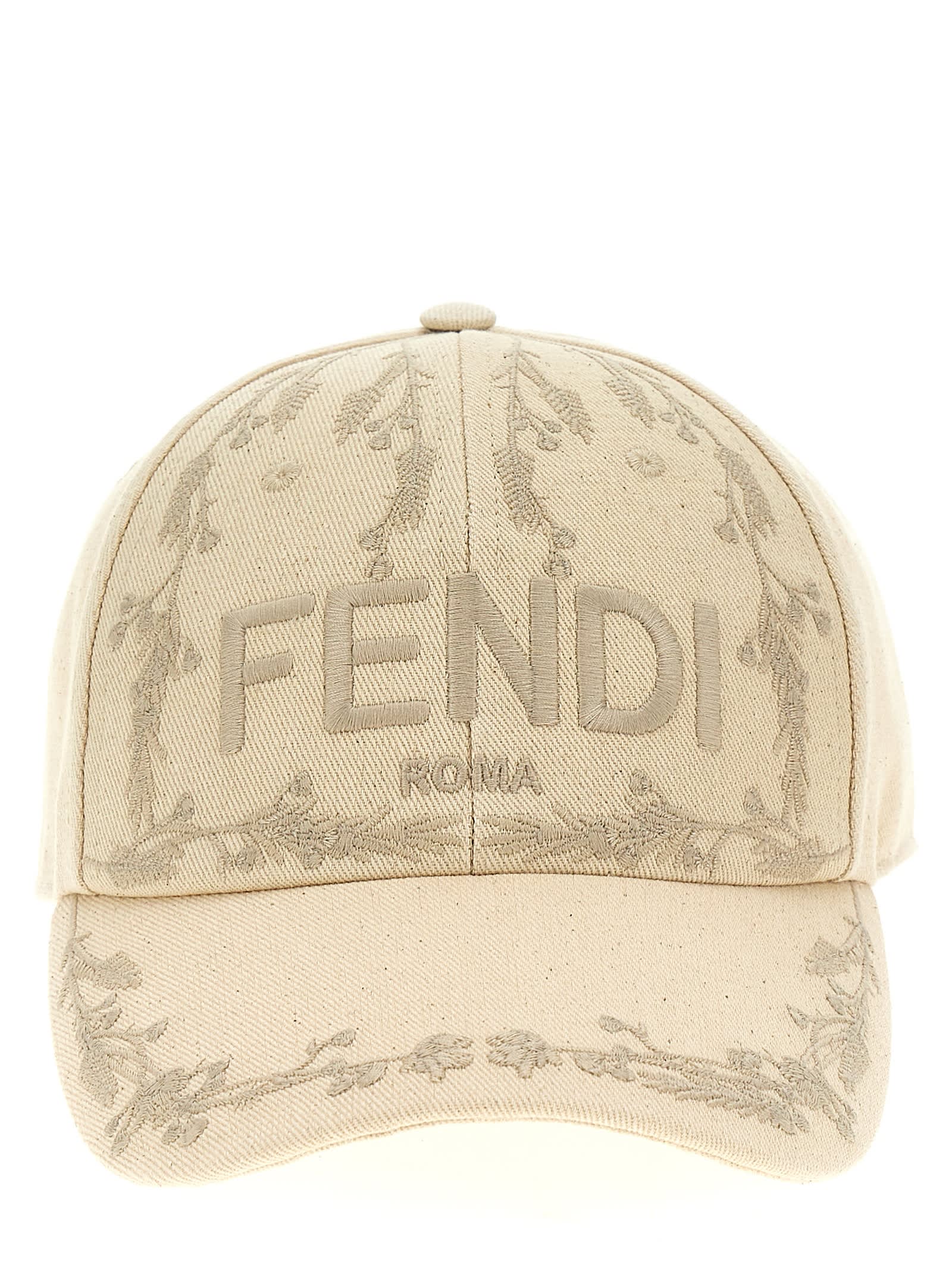 Shop Fendi Roma Baseball Cap In White