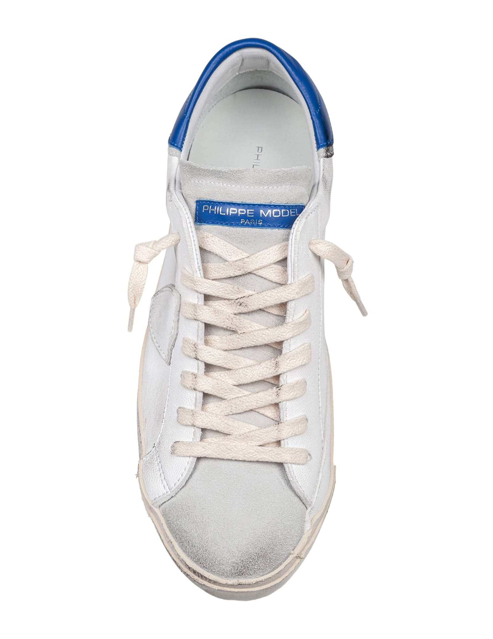 Philippe Model Prsx Low Sneakers In Leather Color White And Bluette In White