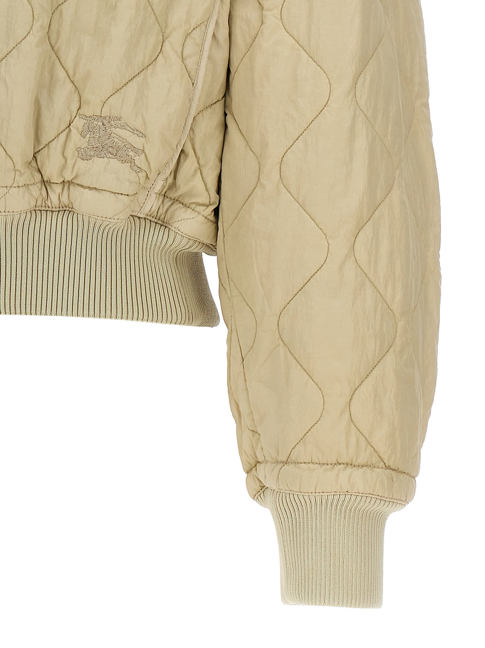 Shop Burberry Quilted Bomber Jacket In Beige