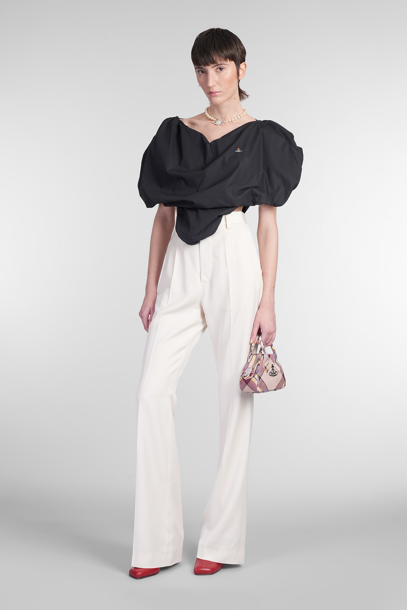 Vivienne Westwood Heart Top In Regenerative Poplin In Black