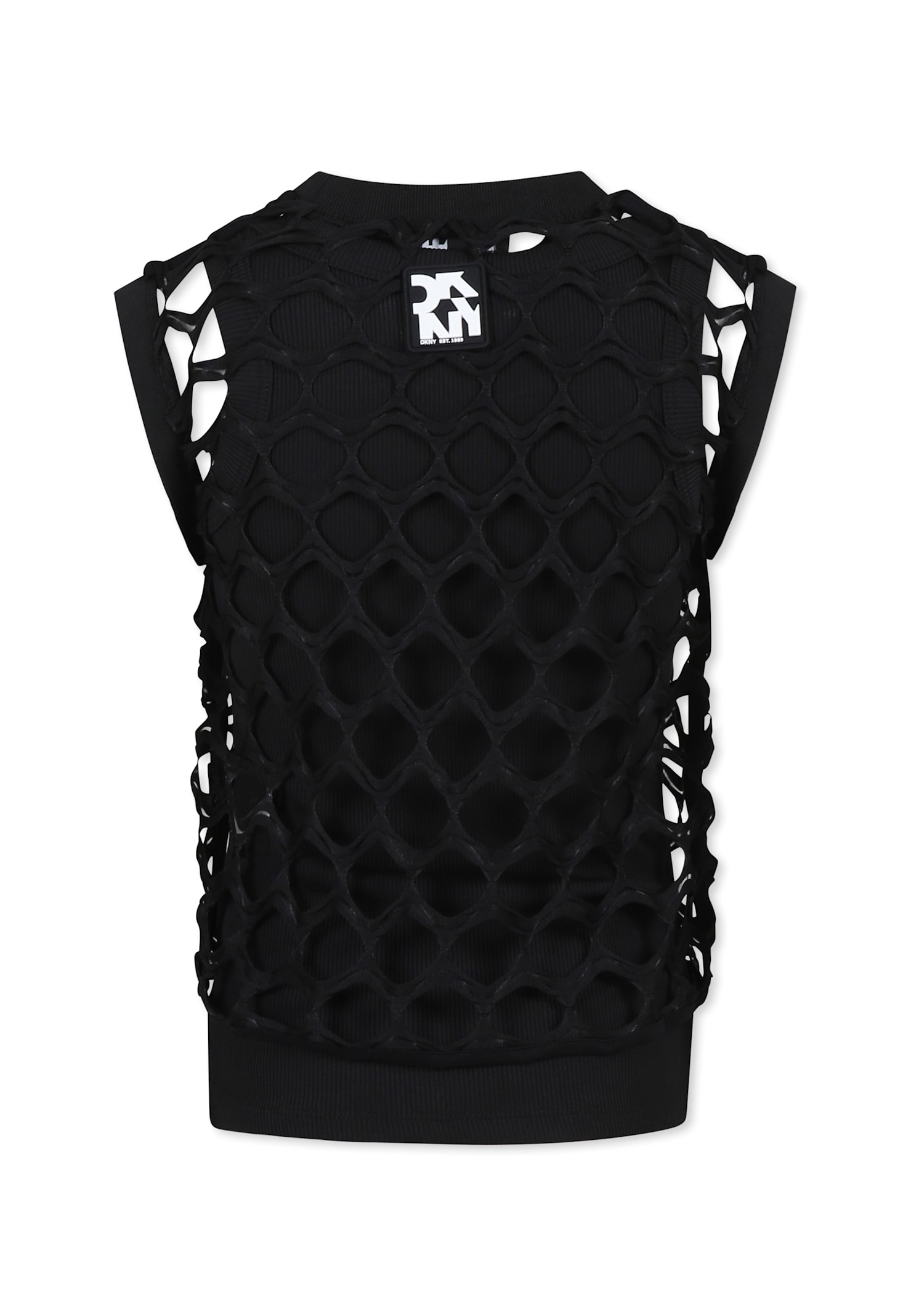 Dkny Black Top For Girl With Logo In Black