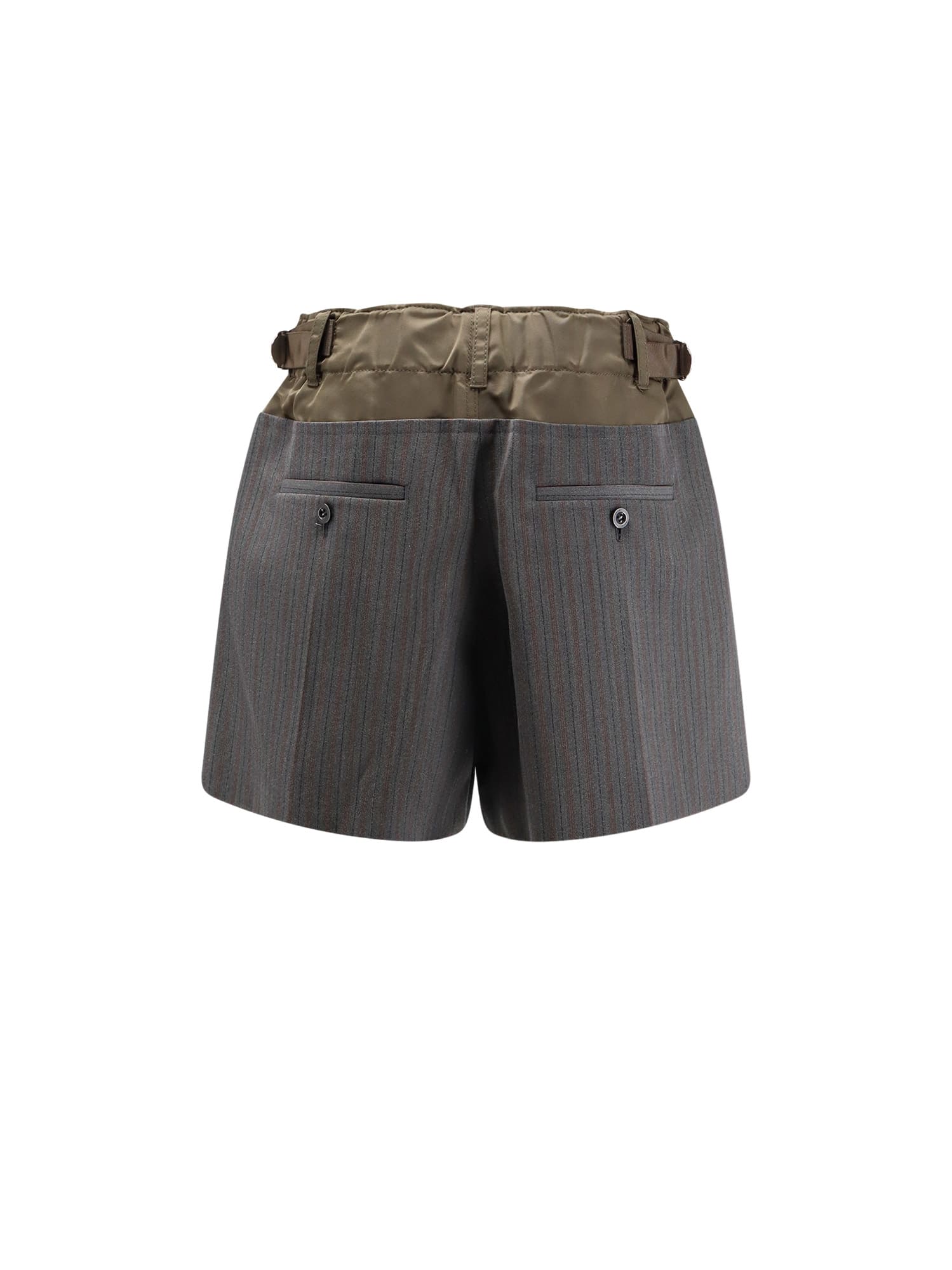 Sacai Wool Shorts Featuring Nylon Accents