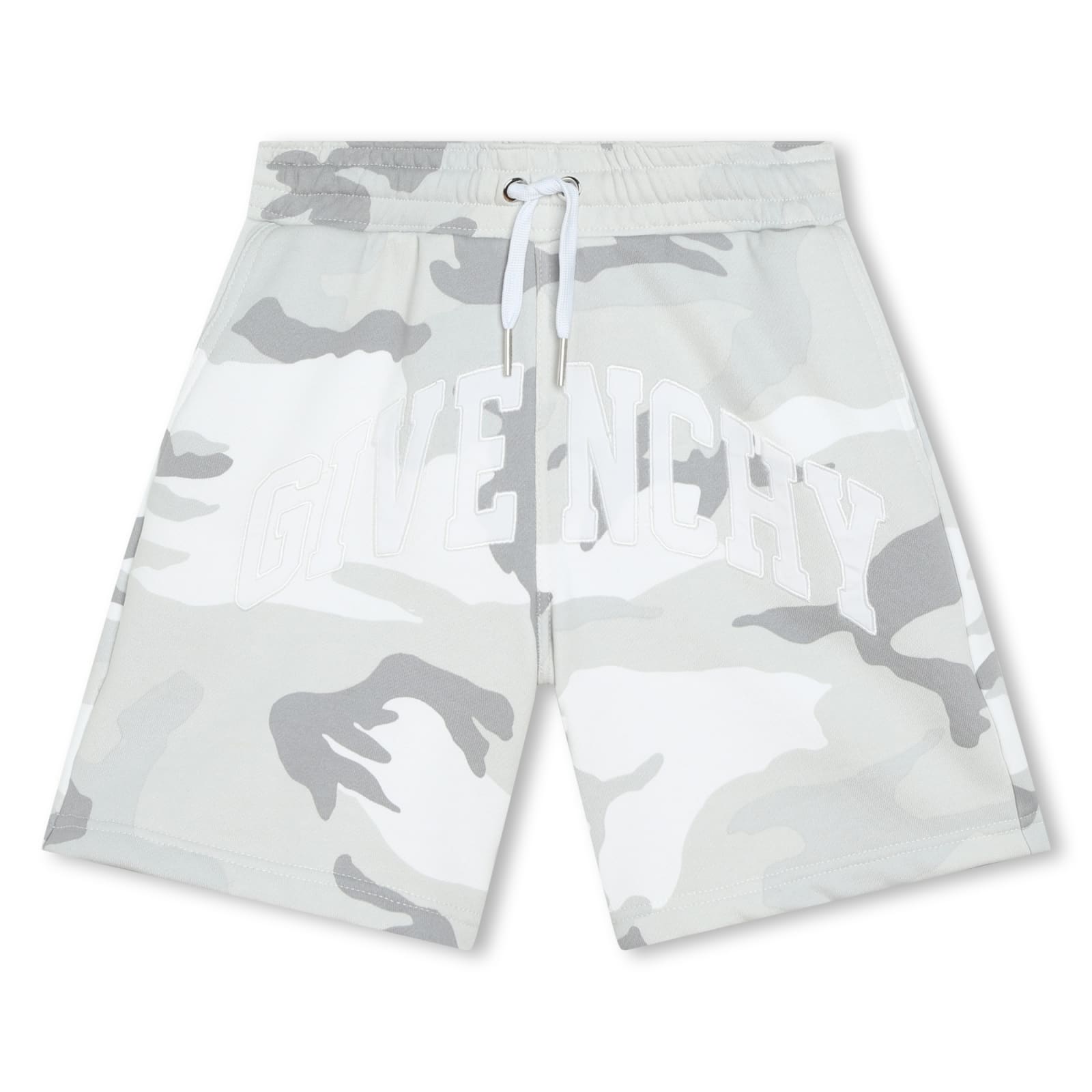 Shop Givenchy Shorts With Camouflage Print In Gray