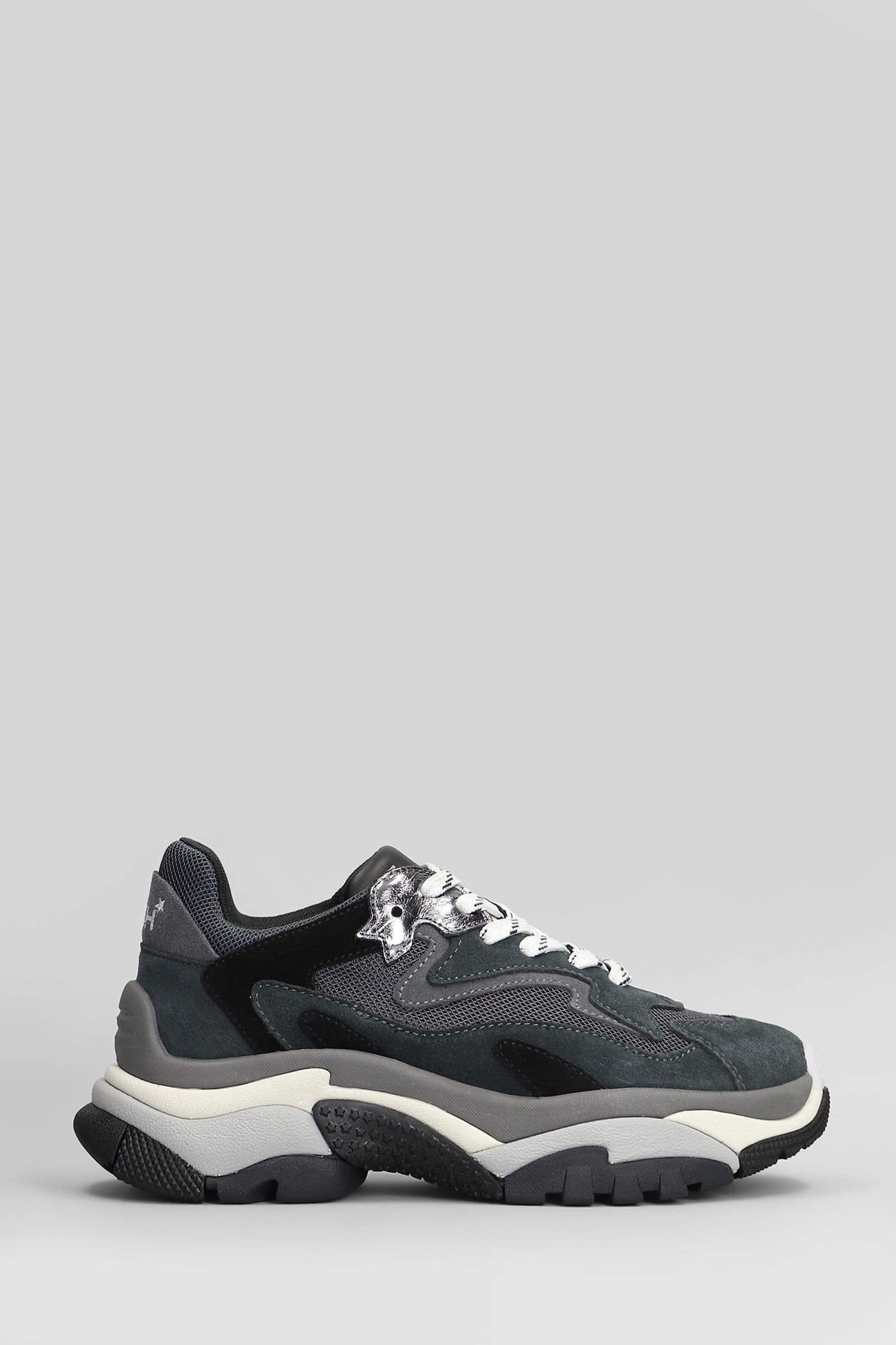 Addict Sneakers In Grey Suede And Fabric