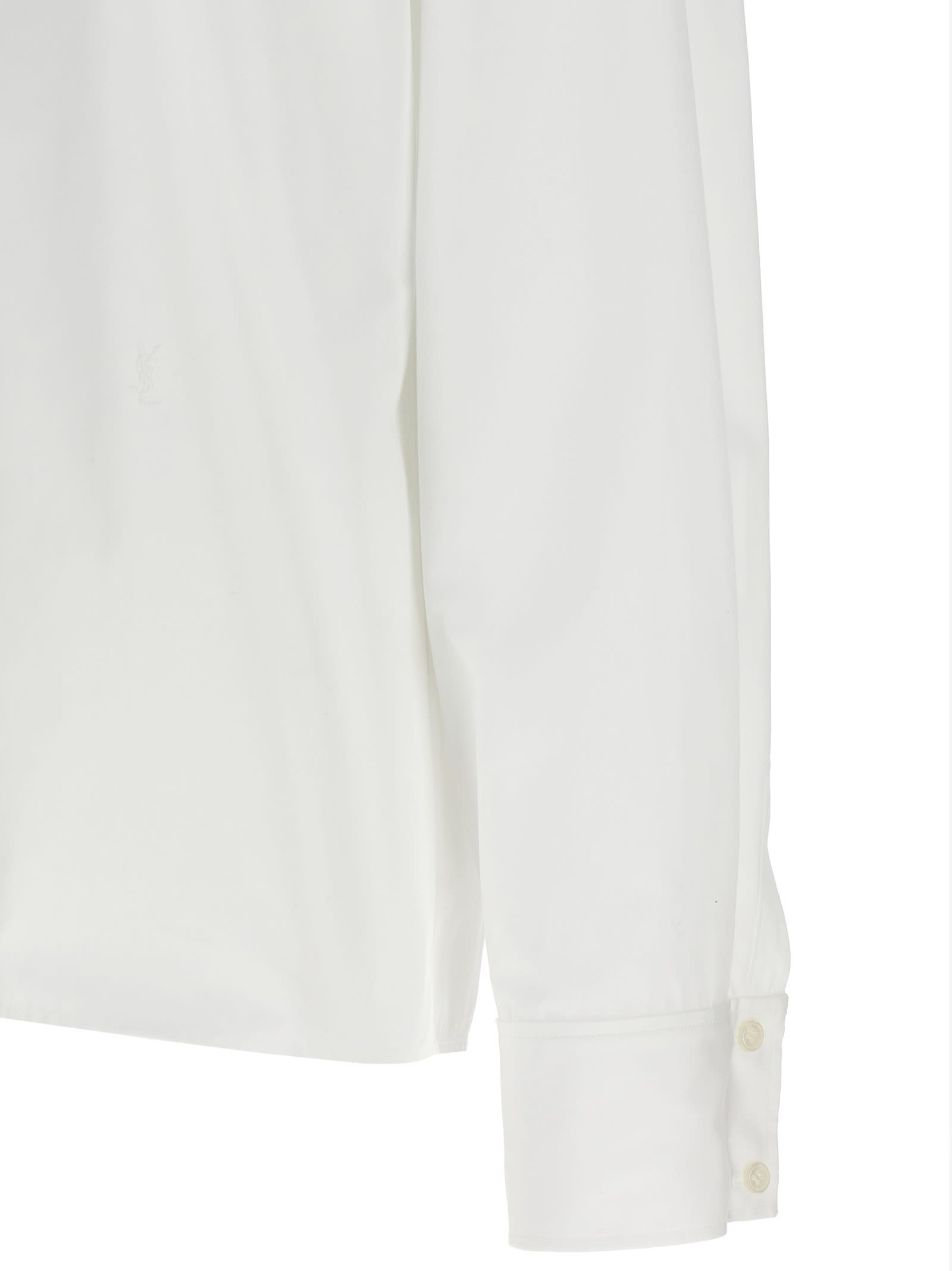 Shop Saint Laurent Logo Embroidery Shirt In White