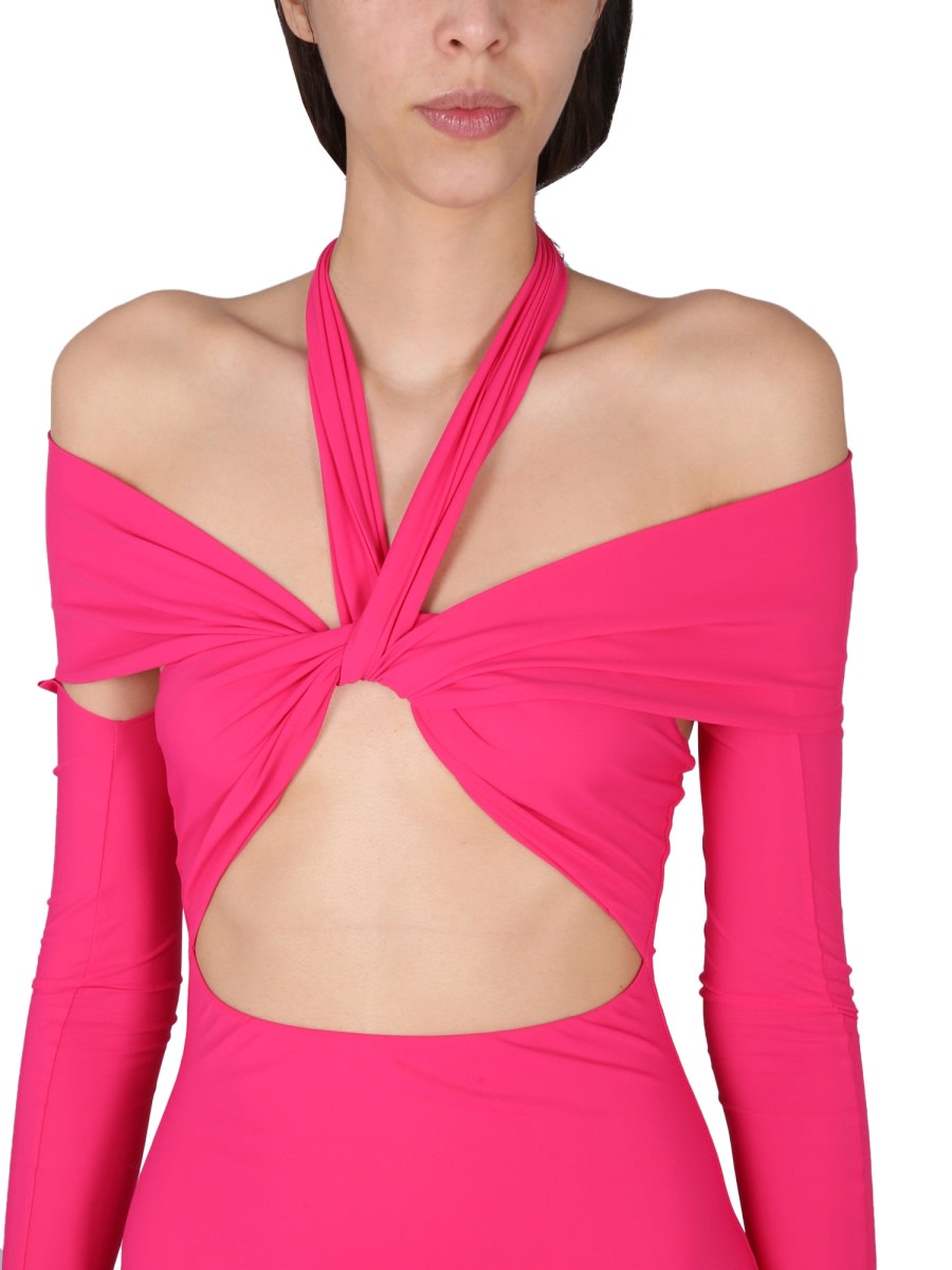 Amazuìn Romy Twist Cutout Dress In Fuchsia