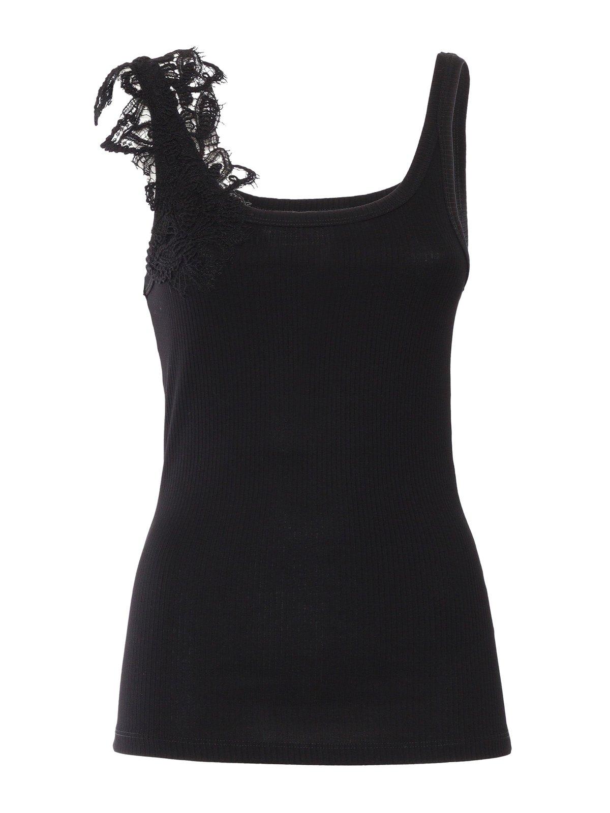 Ermanno Firenze Rebrode Lace Ribbed-knit Vest