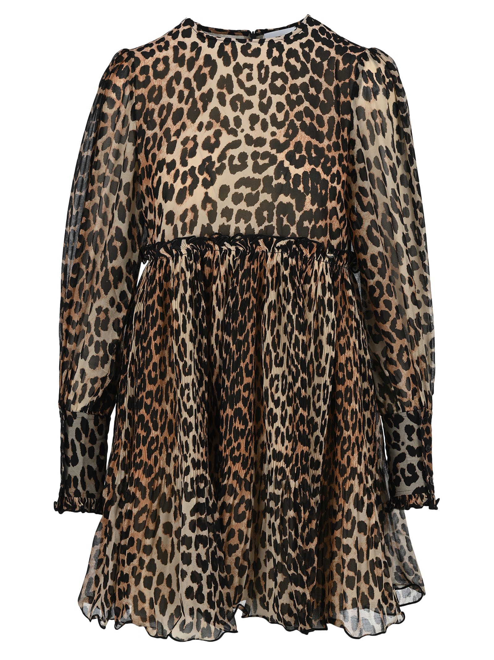 ganni leopard mini dress