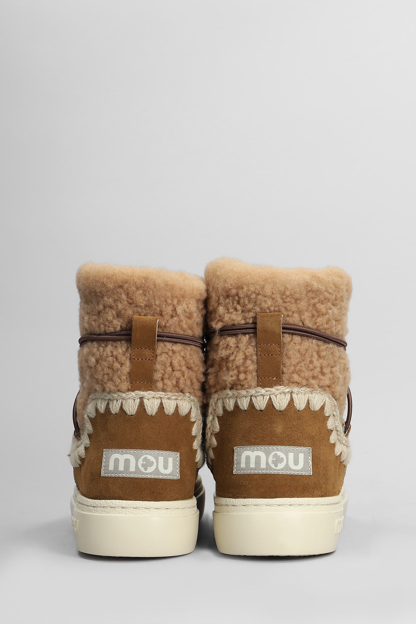 Shop Mou Eskimo Sneaker Scoub Low Heels Ankle Boots In Brown Suede