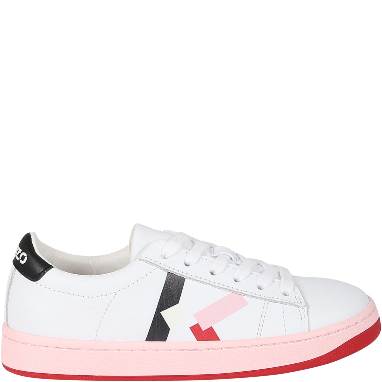Kenzo Kids' White Sneakers For Girl With Logo