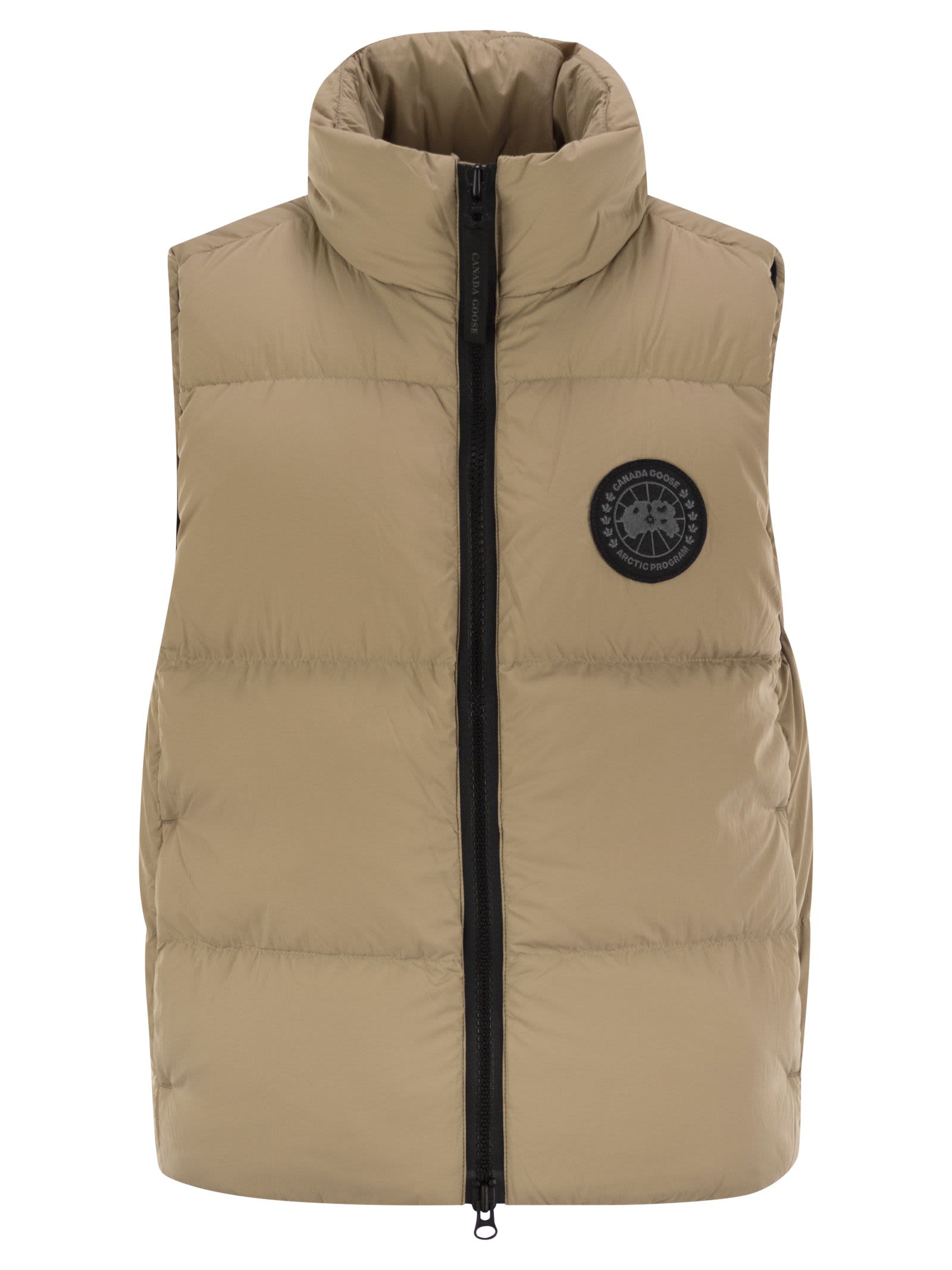 Shop Canada Goose Lawrence - Padded Gilet With Black Logo In Sand