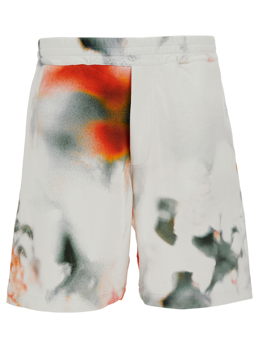 Shop Alexander Mcqueen Pantaloncini Con Stampa Multicolor All-over E Ricamo Logo In Cotone Multicolor Uomo