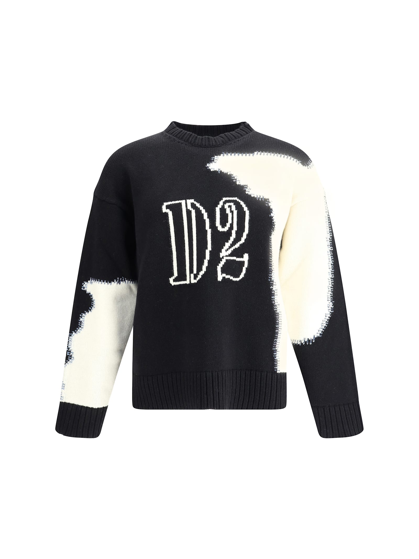 Dsquared2 Two-tone Crew Neck Sweater With Graphic Design