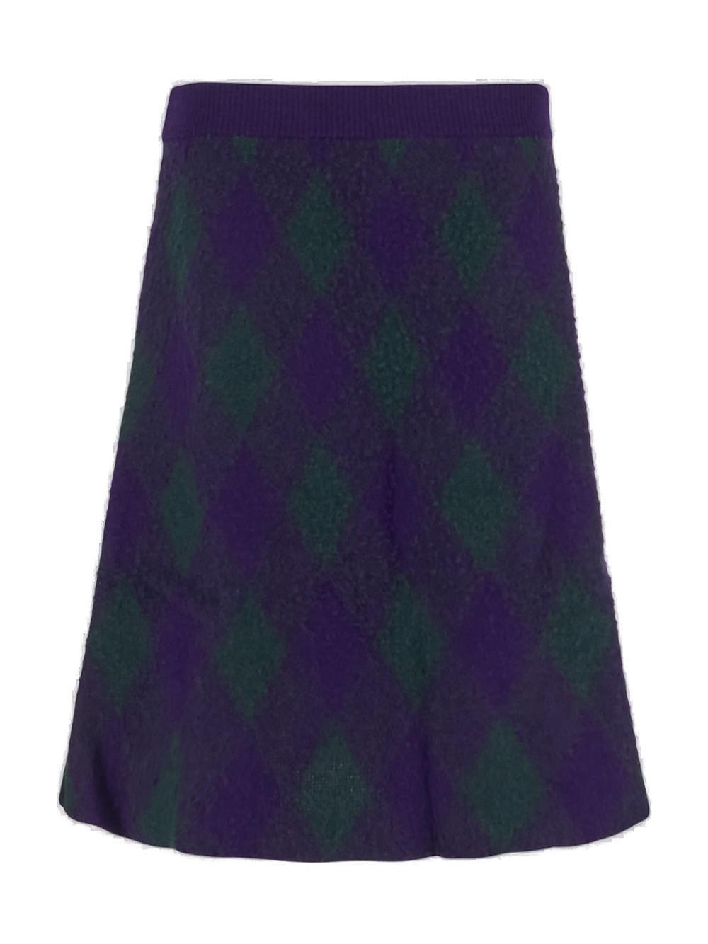 Shop Burberry Argyle Jacquard A-line Skirt In Royal Ip Pattern