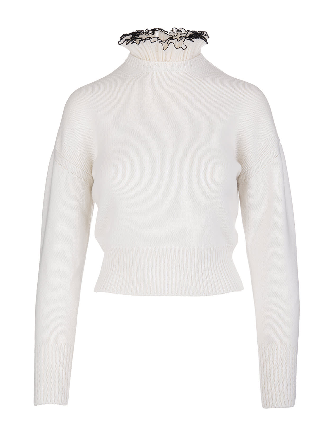Alexander McQueen Woman White Sweater With Ruches Detail